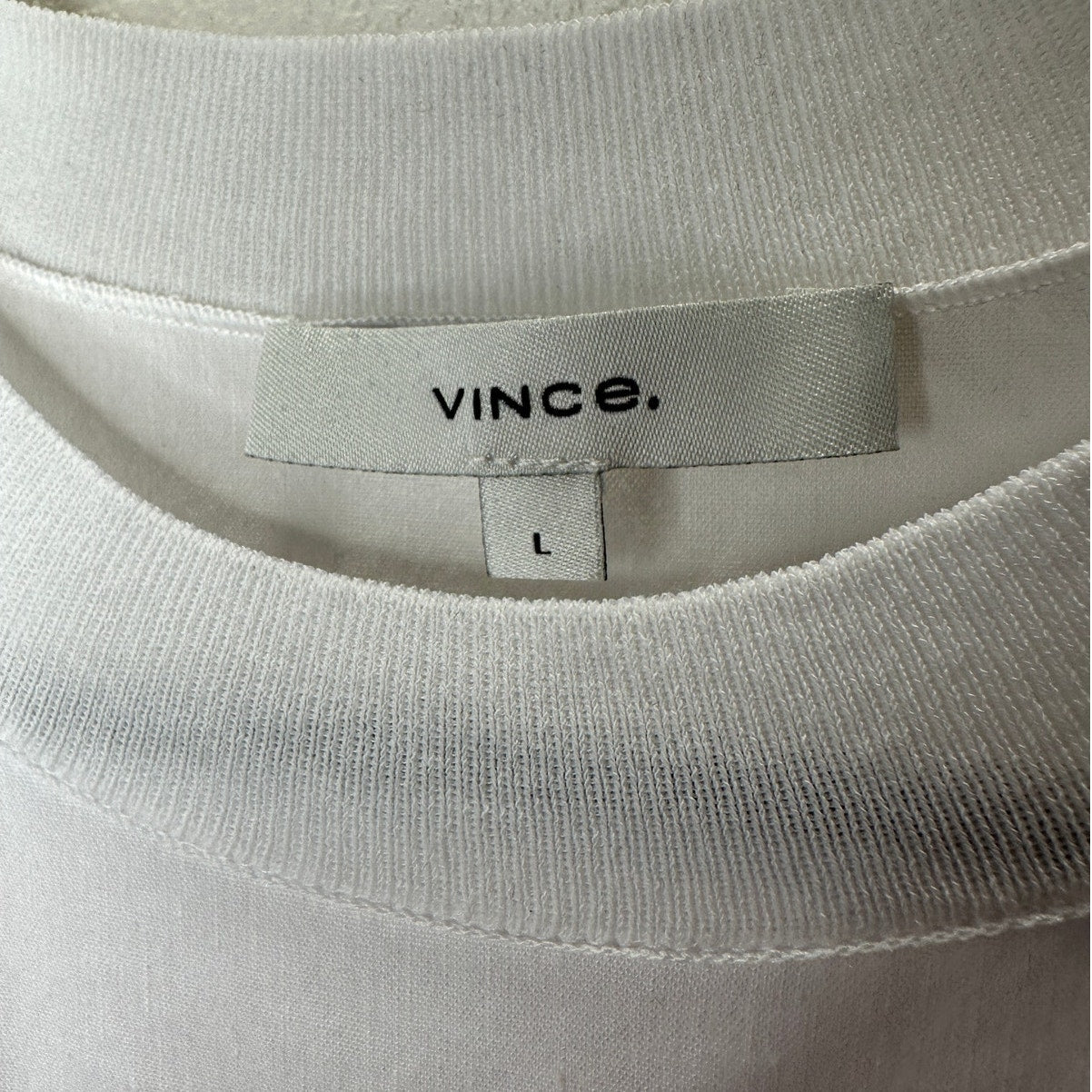 Vince White Linen Round Neck Cap Sleeve Side Slit Boxy Tee Top L