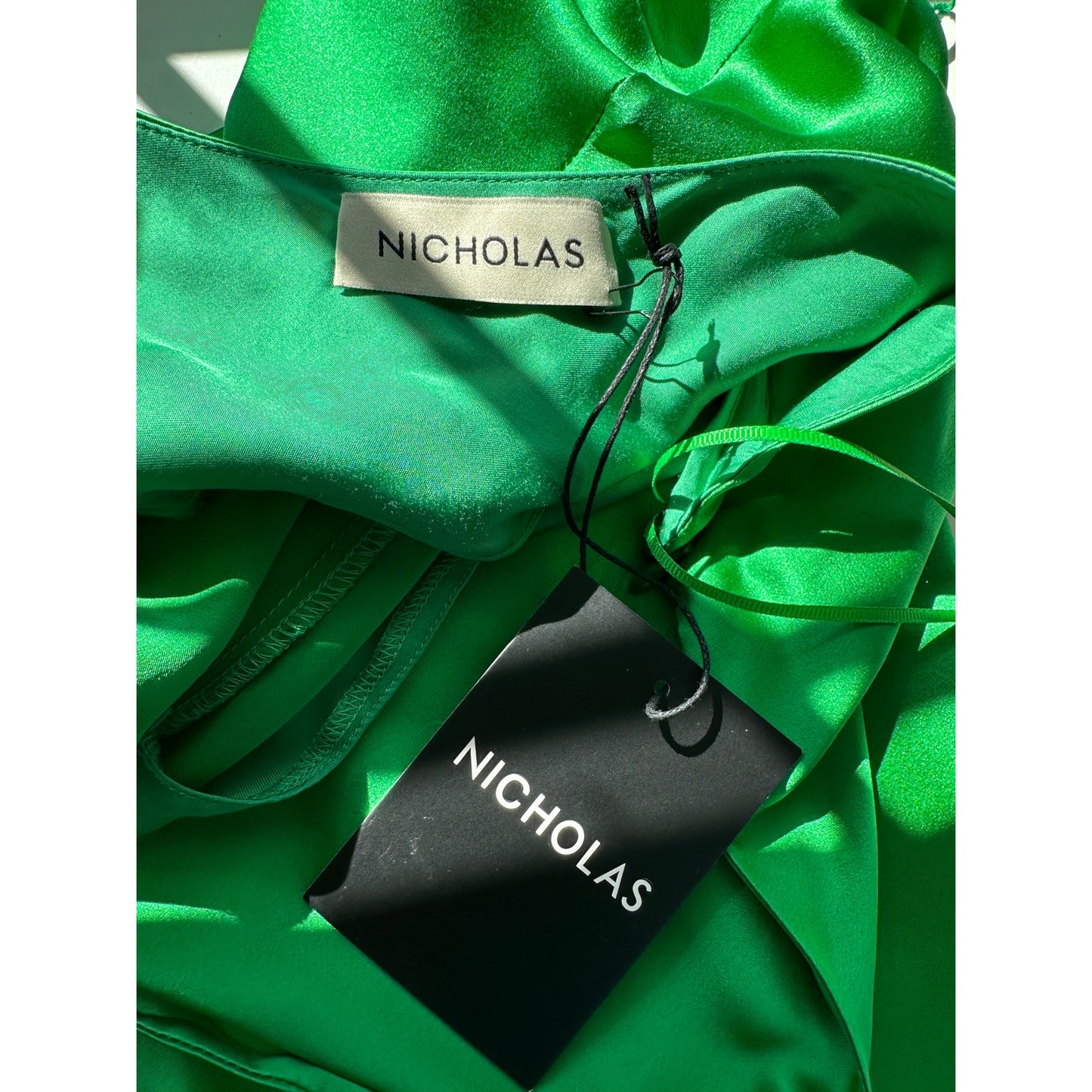 NWT Nicholas Lucinda Green Silk Halter Slip Maxi Dress Women’s US 6