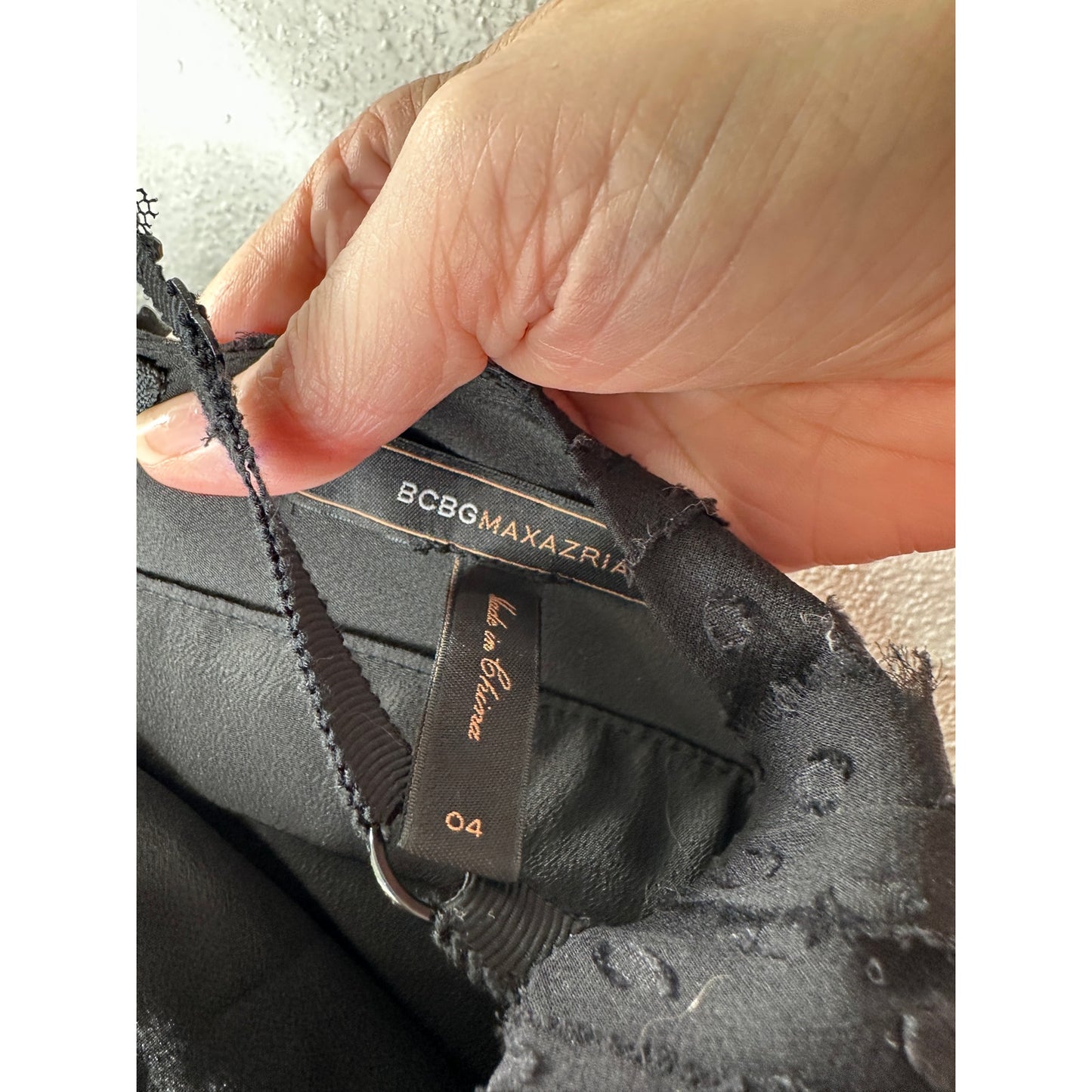 BCBGMAXAZRIA Black Lace Tiered Ruffle Low Back Keyhole Front Maxi Dress 4