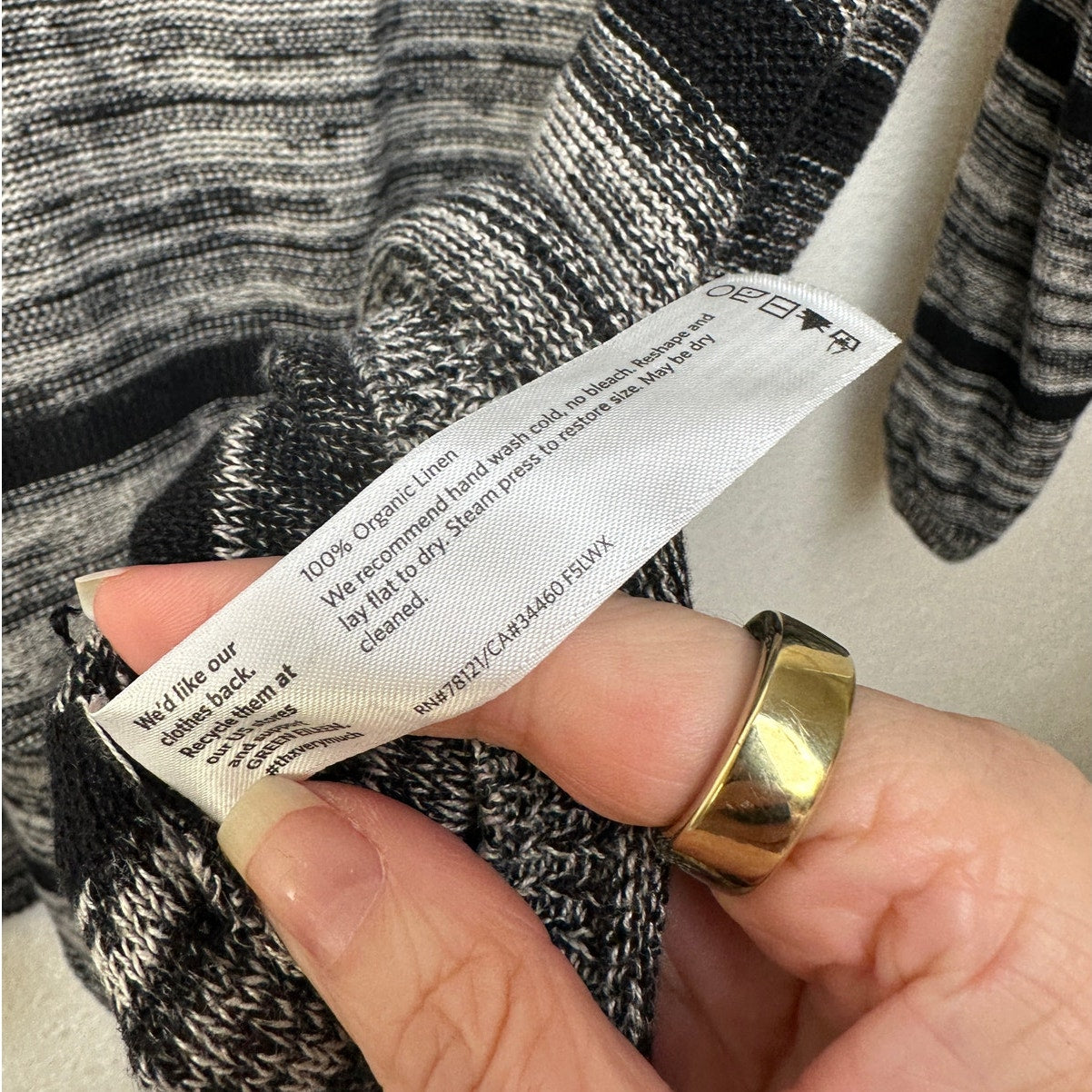 Eileen Fisher Organic Linen Striped Sweater L
