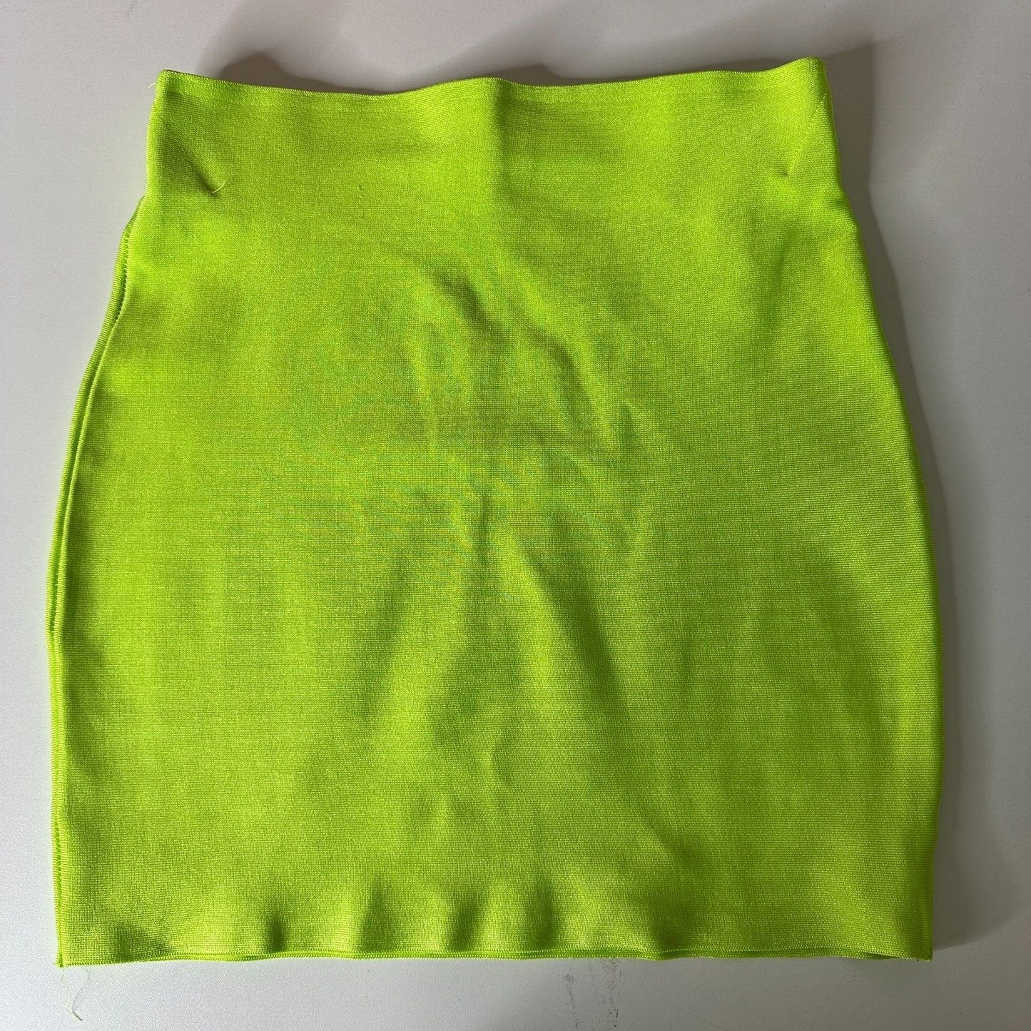 Wow Couture Fluorescent Lime Yellow Green Bandage High Waist Bodycon Mini M