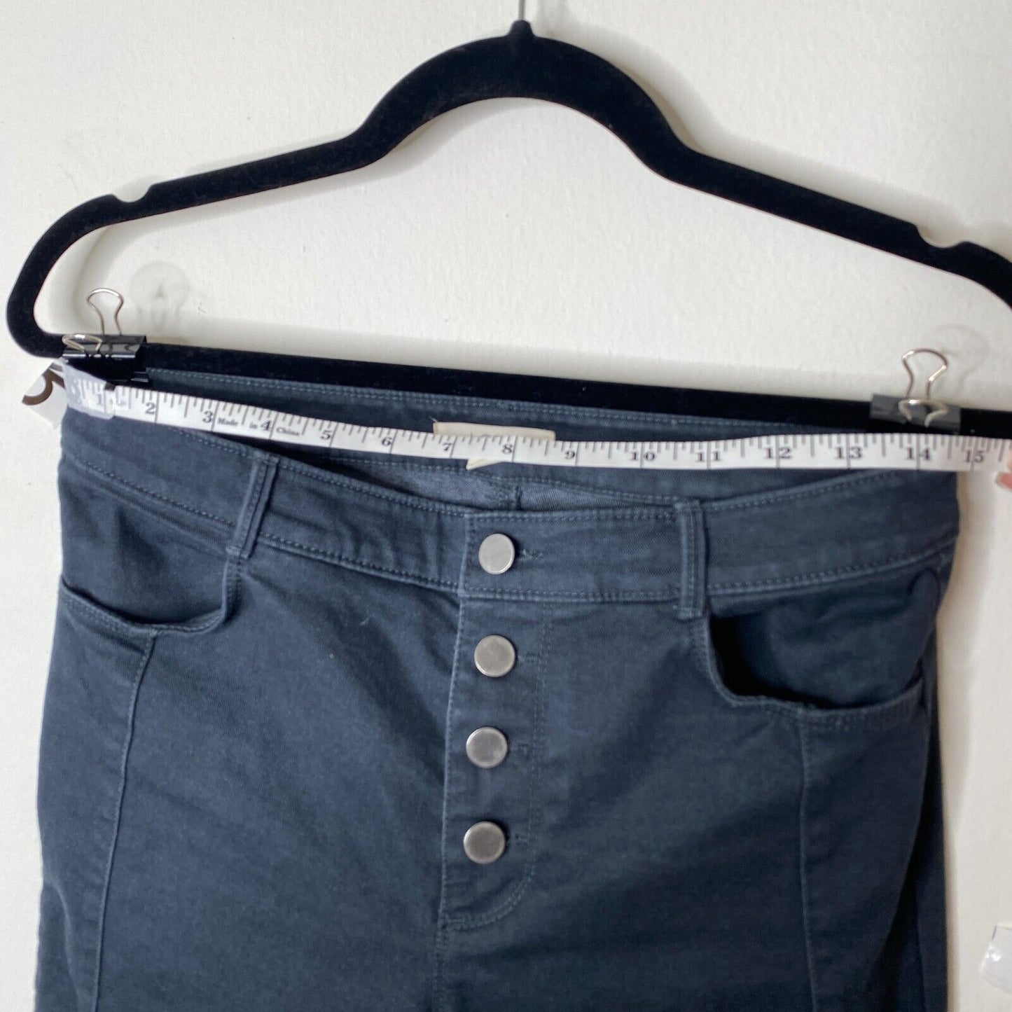 Loft Dark Gray Button Front Fly Skinny Pants Crop Raw Hem Stretchy Jeans Size 4