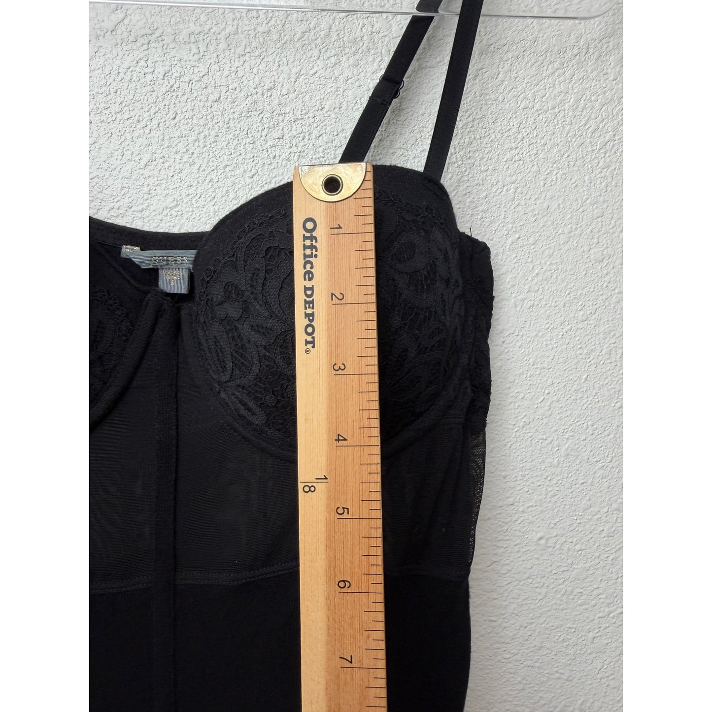 GUESS Black Lace Bodycon Mini Dress Sheer Mesh Corset Size S