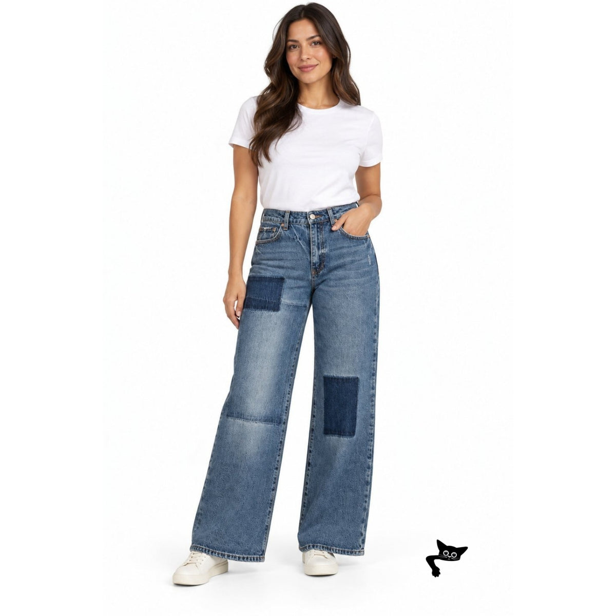 Insane Gene Blue Patchwork Wide Leg Jeans Women's 7