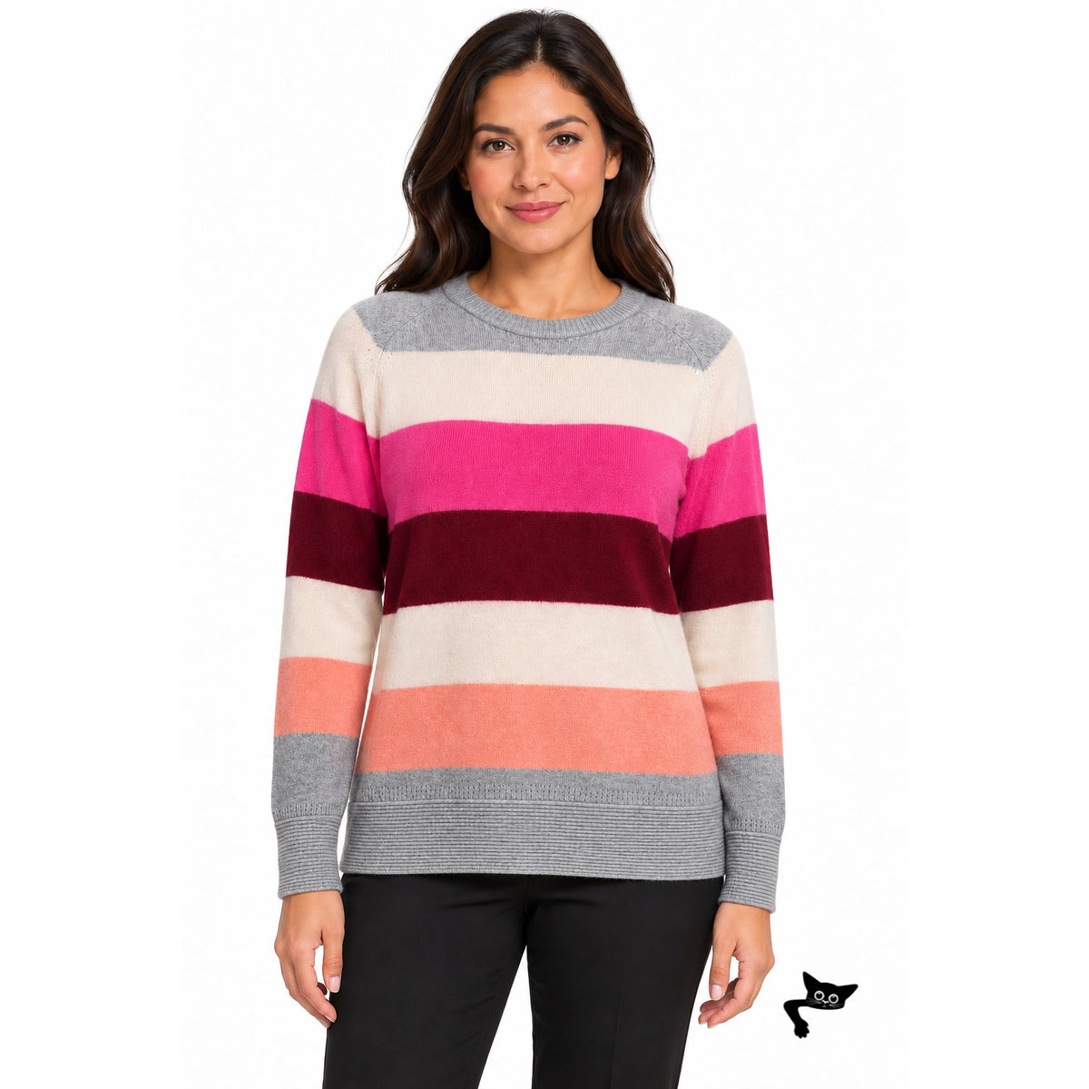 Marine Layer Gray Pink Stripe Cashmere Sweater Women S