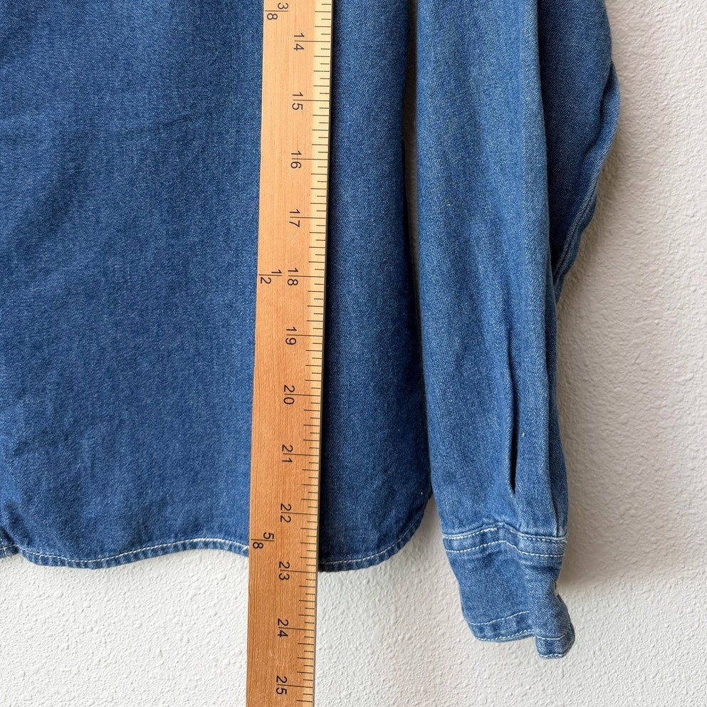 Vintage Cabin Creek Embroidered Denim Shirt Women Size PL