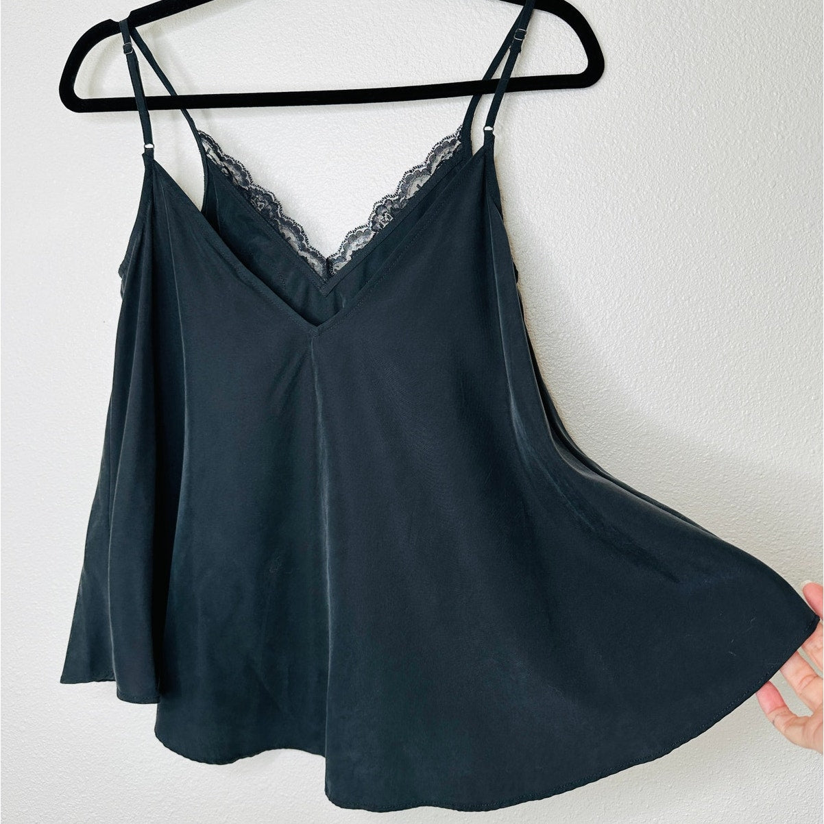 NWT Zara TRF Collection Black Lace Trim Flowy Cami Top XS