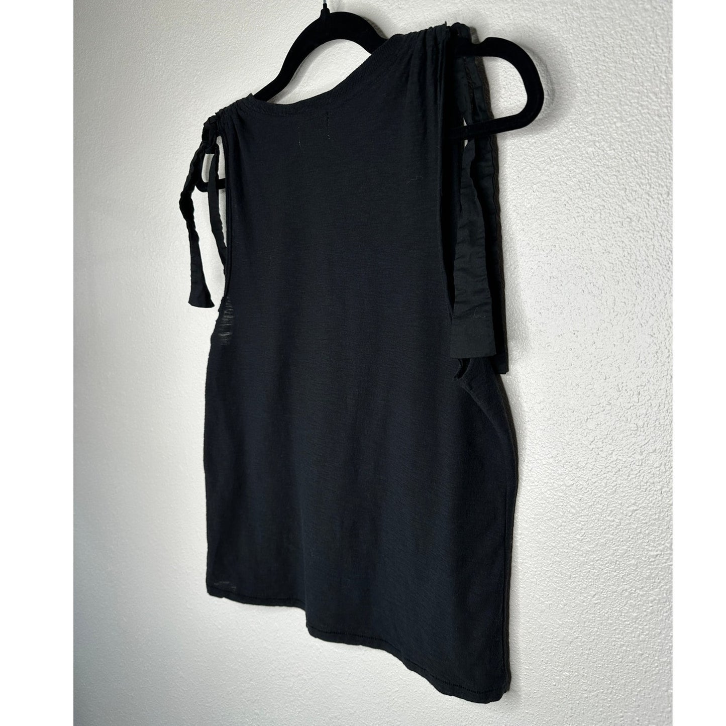Nation Ltd Black Ruched Shoulder Tie Sleeveless Tank Top S