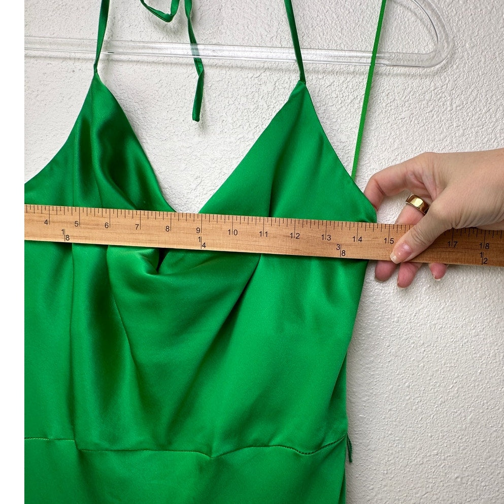 NWT Nicholas Lucinda Green Silk Halter Slip Maxi Dress Women’s US 6