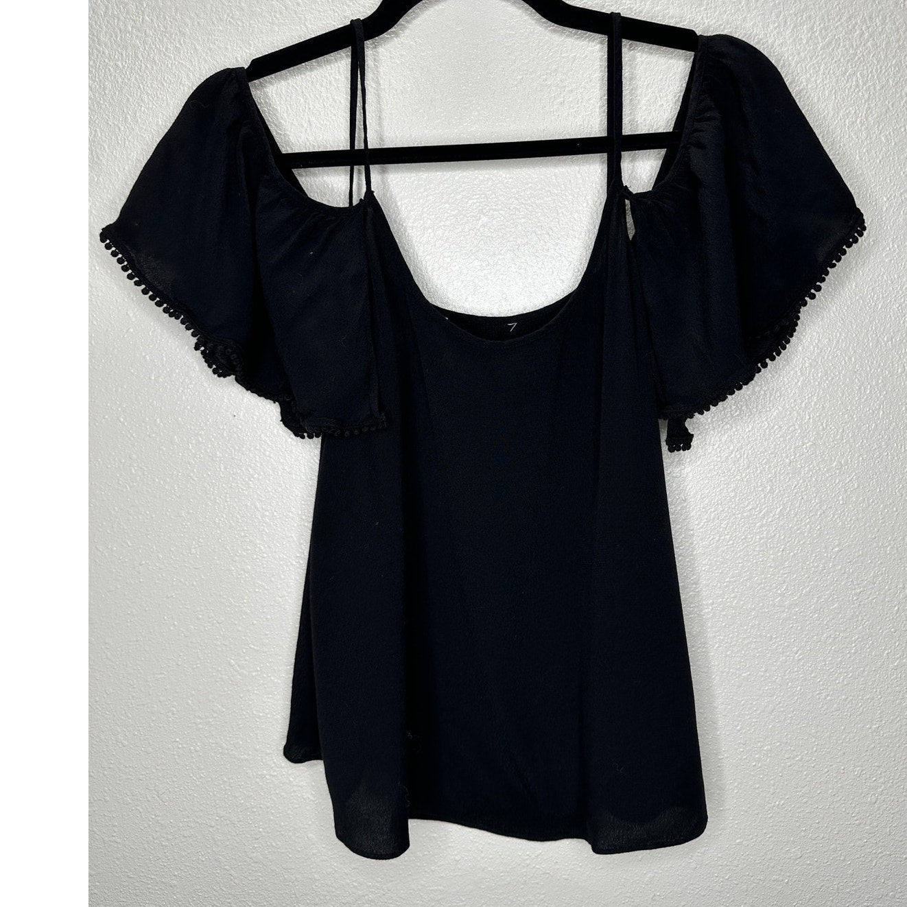Rebecca Minkoff Aida Black Cold Shoulder Spaghetti Strap Blouse Top Small