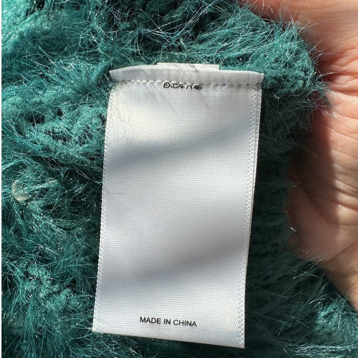 Express Green Fuzzy Long Sleeve Mock Neck Crop Sweater XS