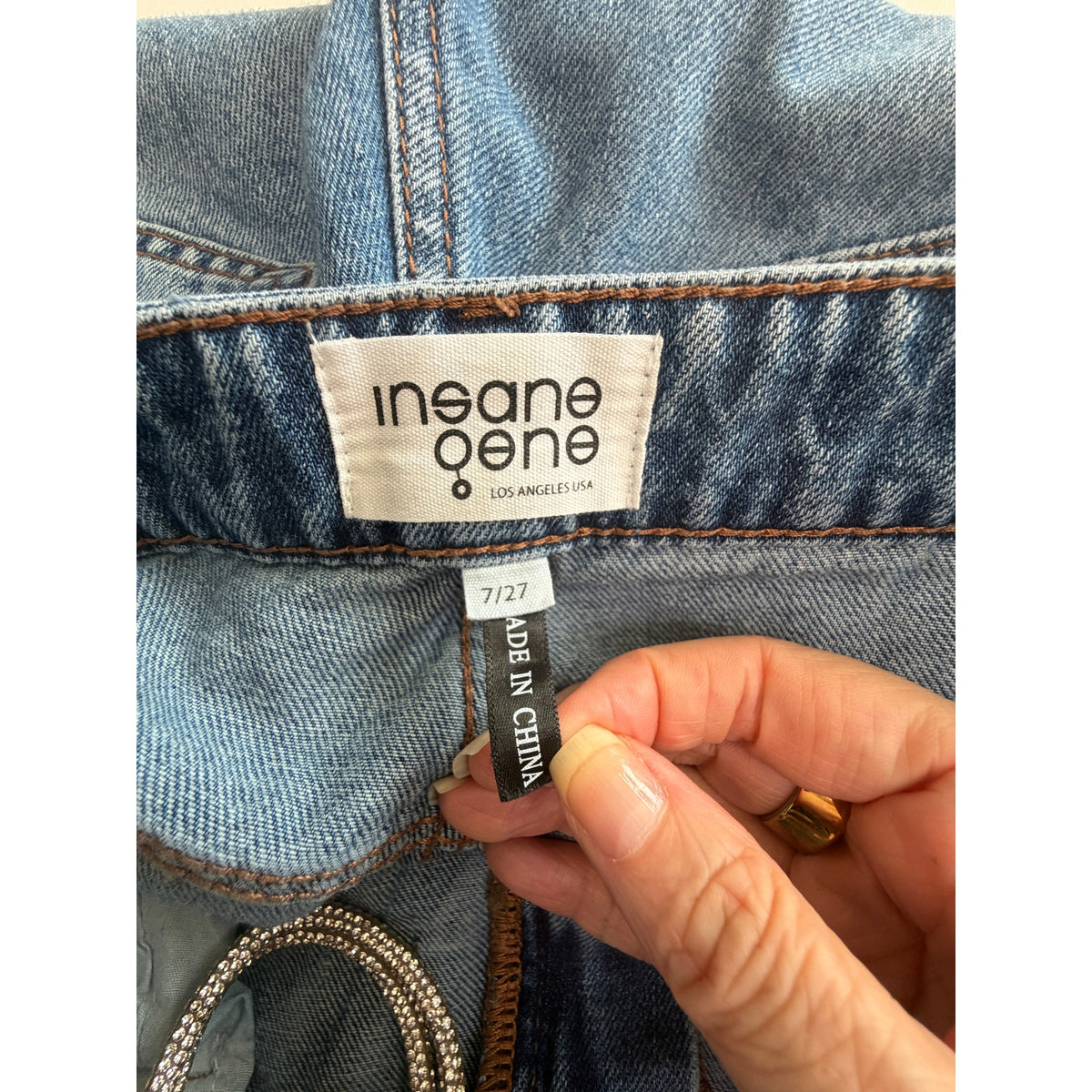 Insane Gene Blue Patchwork Wide Leg Jeans Women's 7