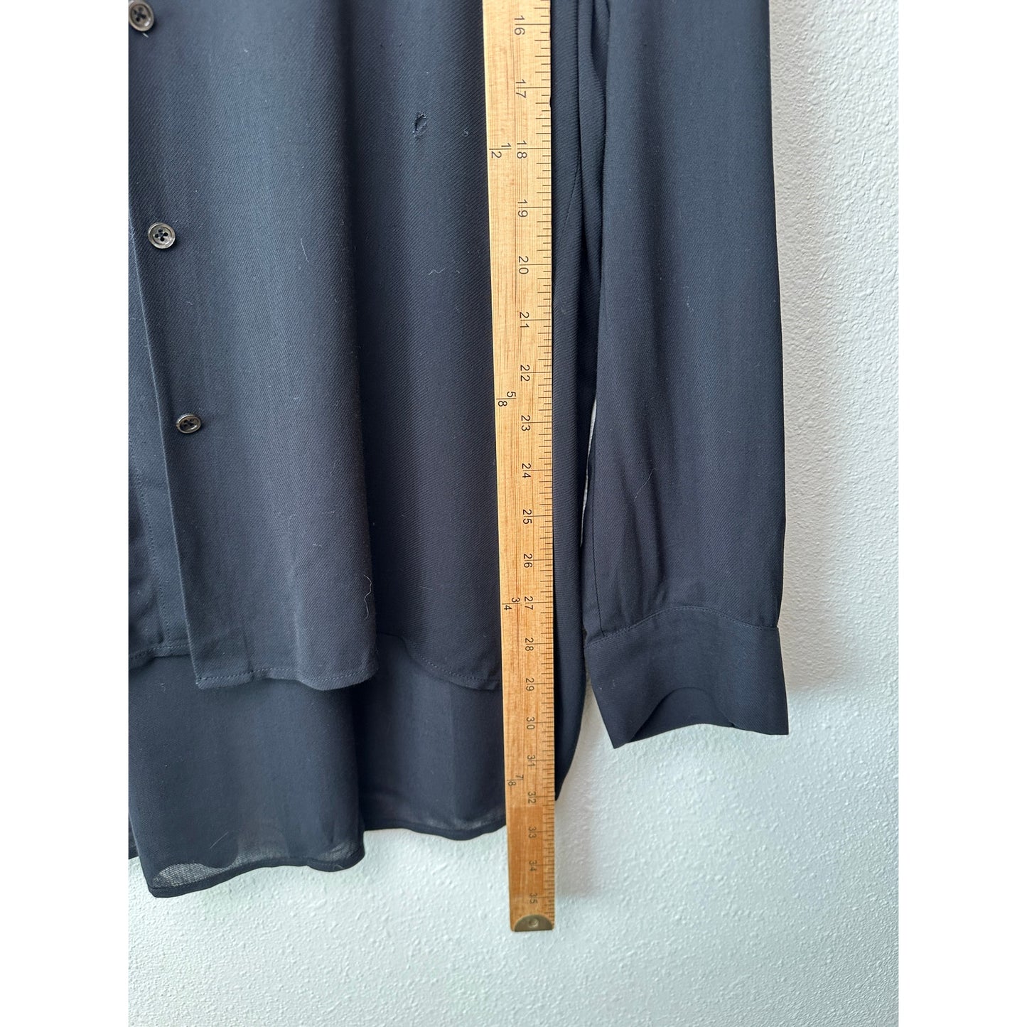 The Row Black Shirt Button Long Sleeve Collared L Semi Sheer