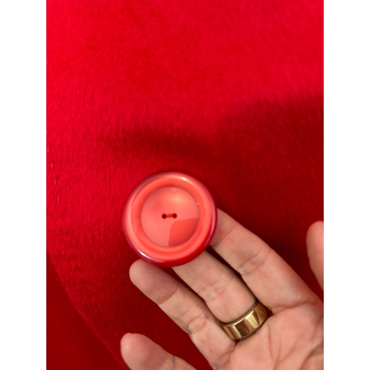 Red Oversized Felt Long Sleeve Single Button Heavy Long Line Jacket Large