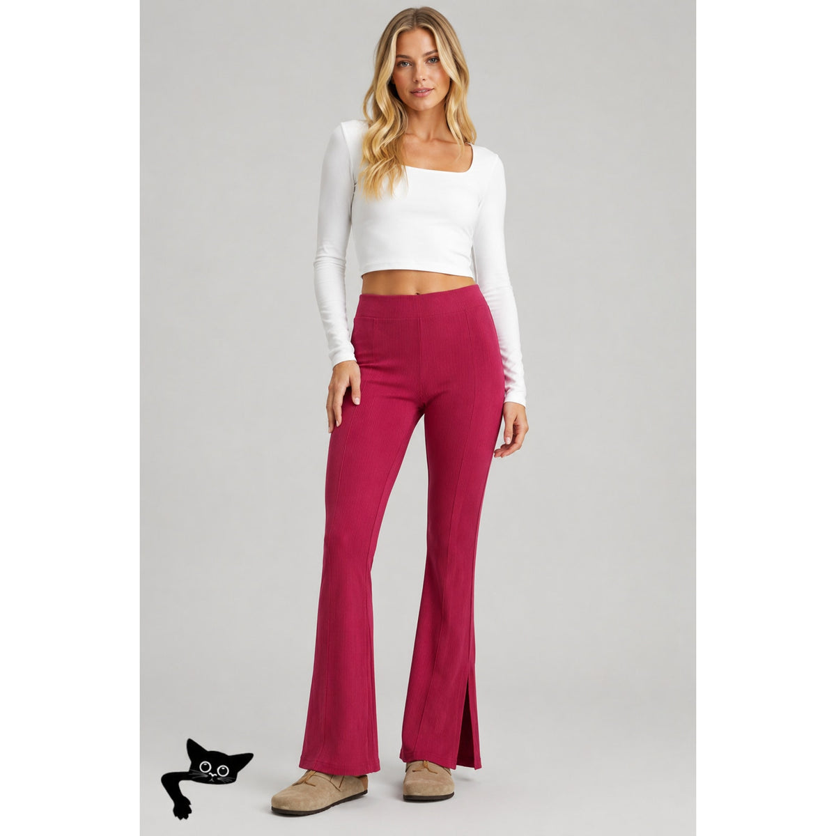 Lululemon Dark Pink Pomegranate Brushed Softstreme Ribbed Zip Flared Pant 4
