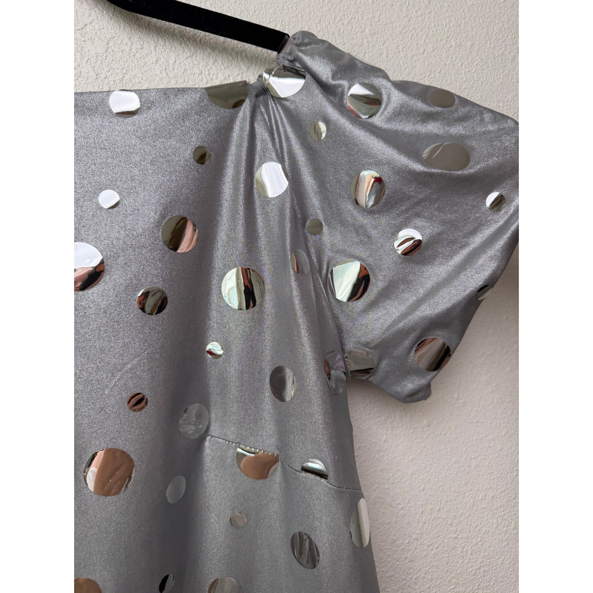 Volcano Silver Mirror Disc Mini Dress Women Size 1