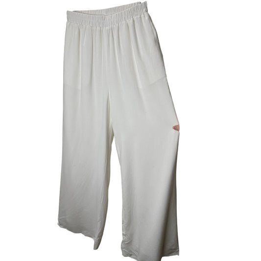 Acoa Off White Elastic Waist Pocketed Lined Flowy Pant XS