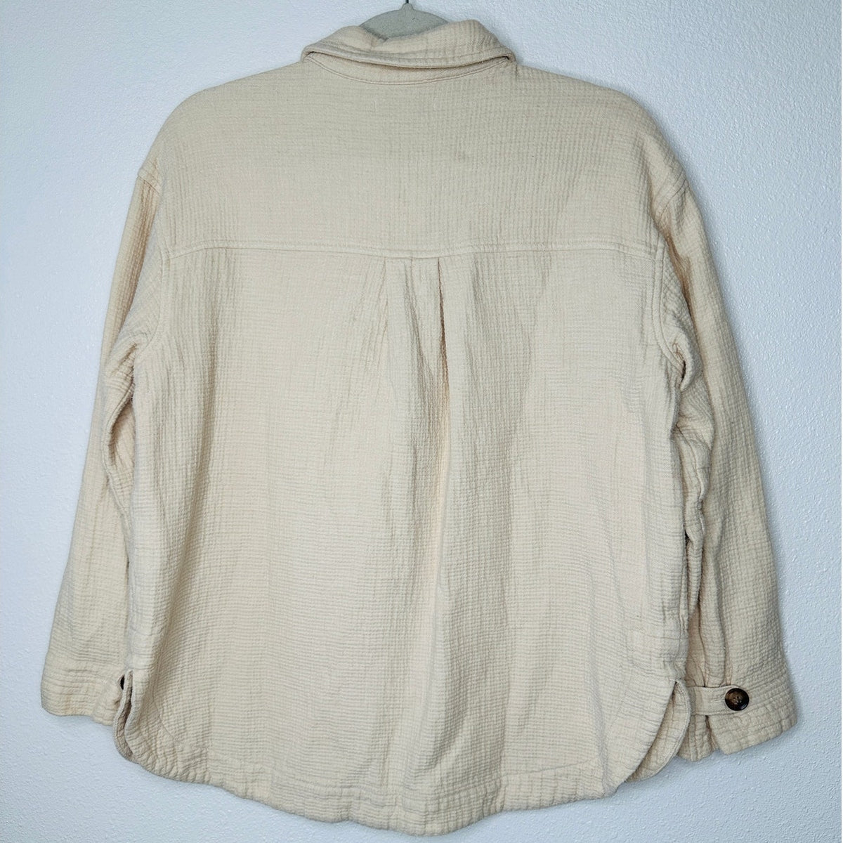 Madewell Oatmeal Long Sleeve Button Front Pocketed Waffle Pattern Shirt Jacket