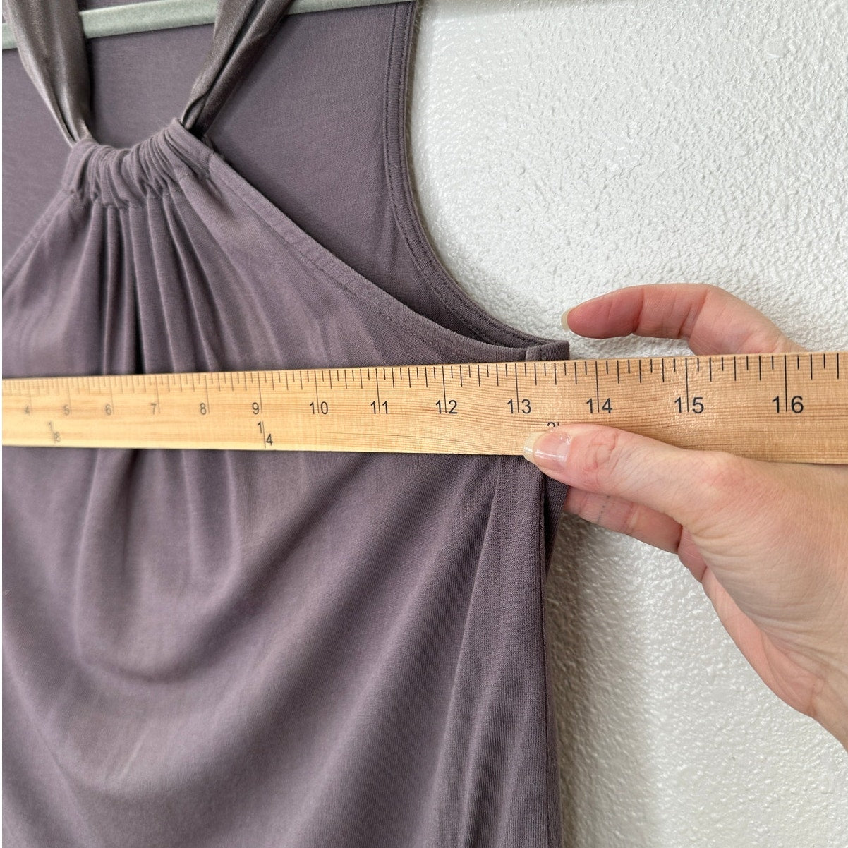 Esprit Gray Satin Strap Racer Front Flowy Tank Top