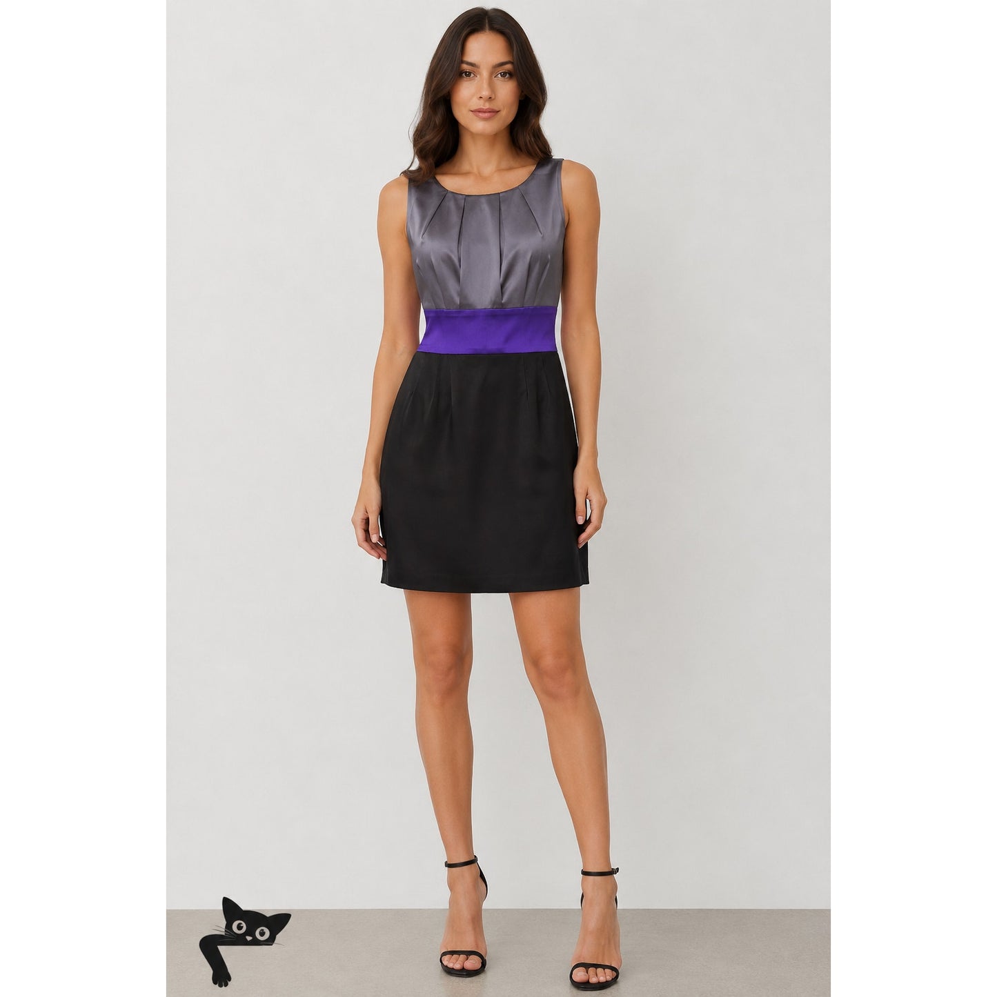 NWT Abaete Silk Gray Purple Black Camilla Sleeveless Colorblock Dress 2