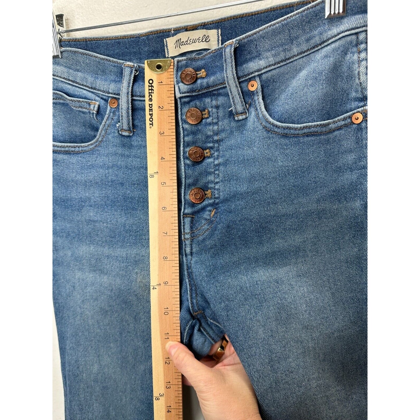 Madewell Medium wash 10" High Rise Skinny Button Fly Raw Hem Jeans 26