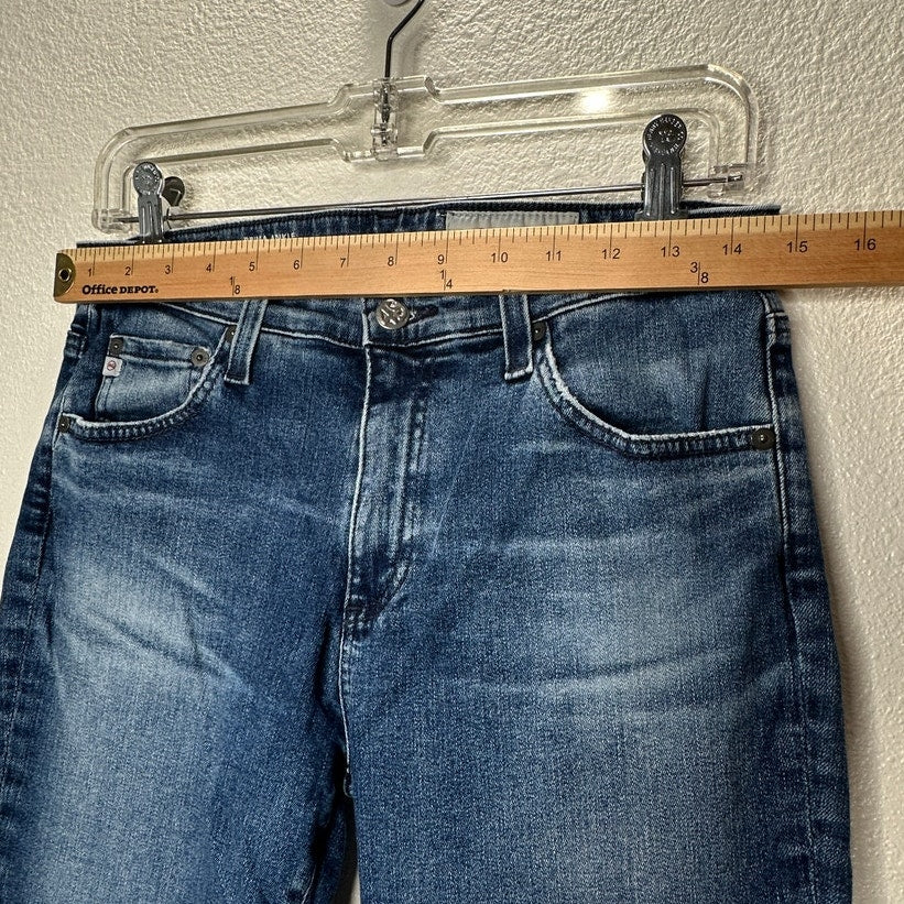 AG Medium Wash Whiskered Raw Hem Harper Essential Straight Leg Jeans 29R