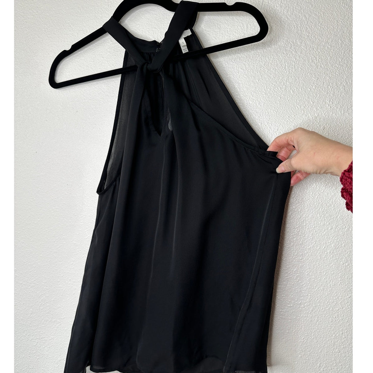 Joie Black Sheer Twist Open Racerback Keyhole High Neck Tank Top S