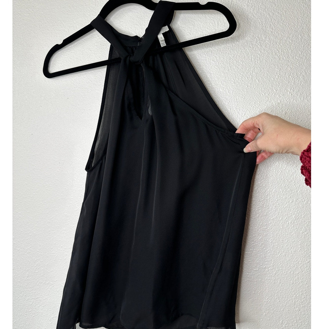 Joie Black Sheer Twist Open Racerback Keyhole High Neck Tank Top S