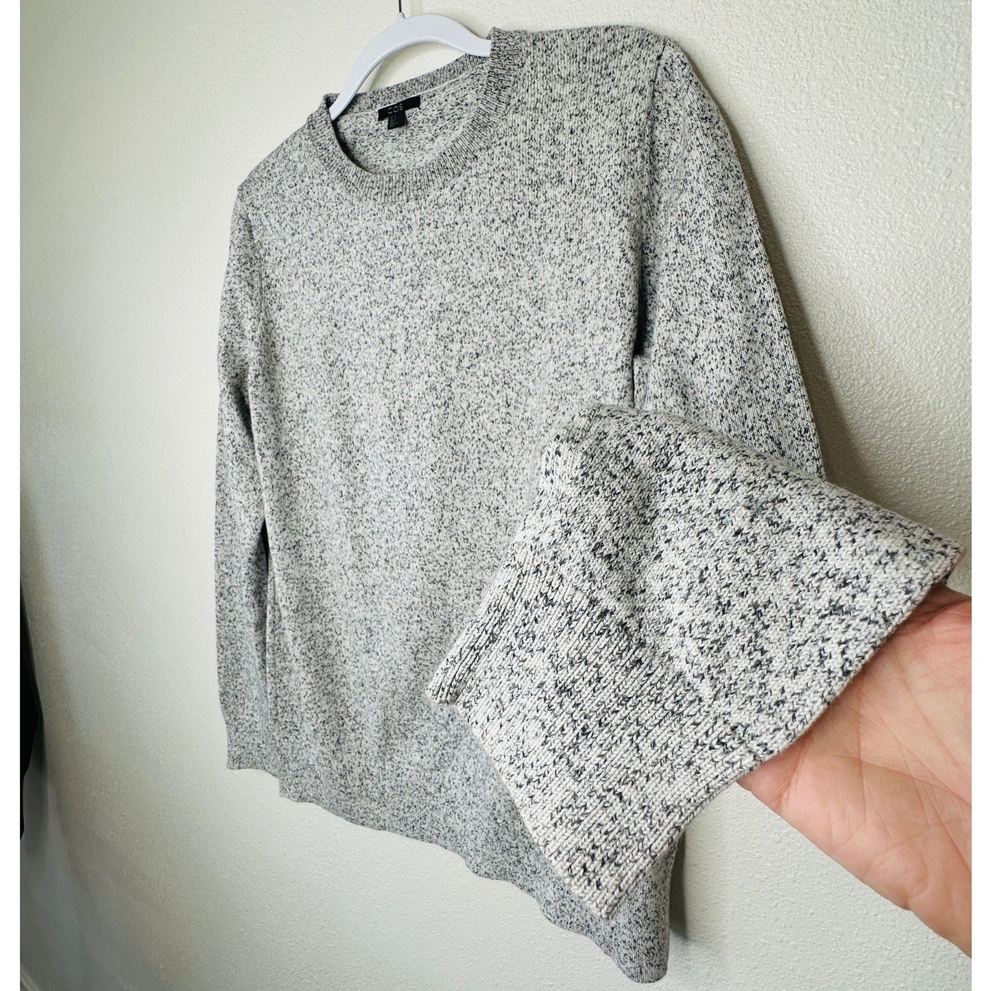 COS Black & White Marled Round Neck Long Sleeve Sweater 100% Cotton S
