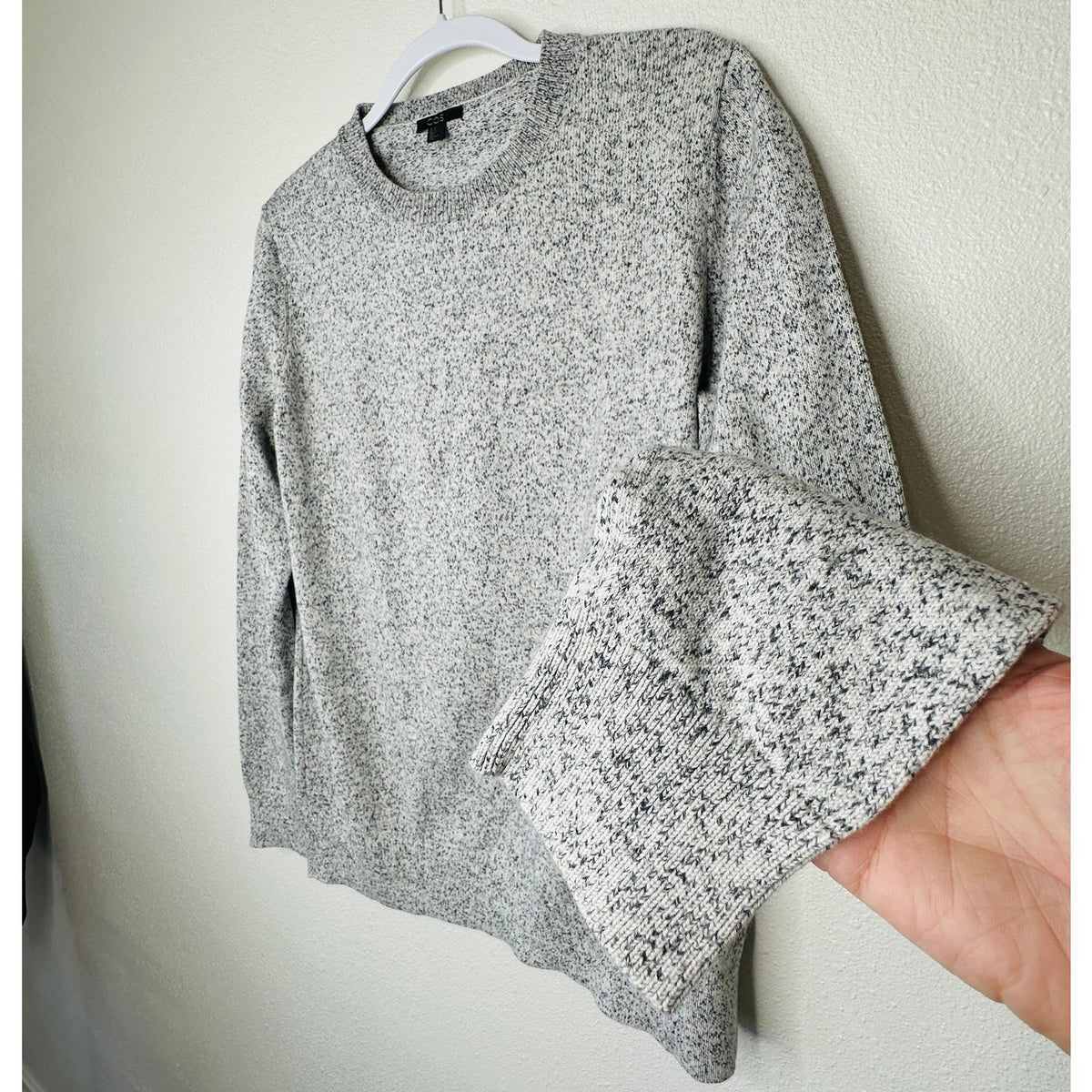 COS Black & White Marled Round Neck Long Sleeve Sweater 100% Cotton S