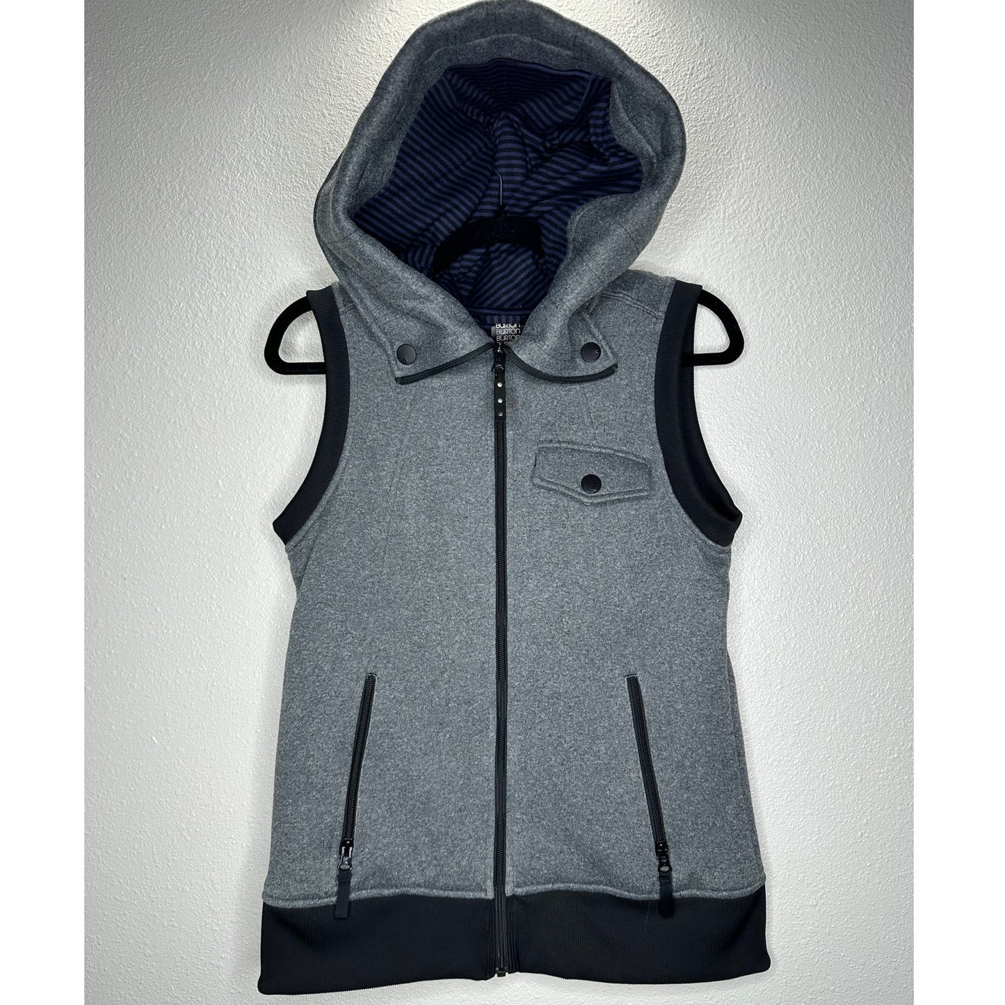 Burton Gray & Black Dry Ride Starr Hooded Zip Snowboard Vest M