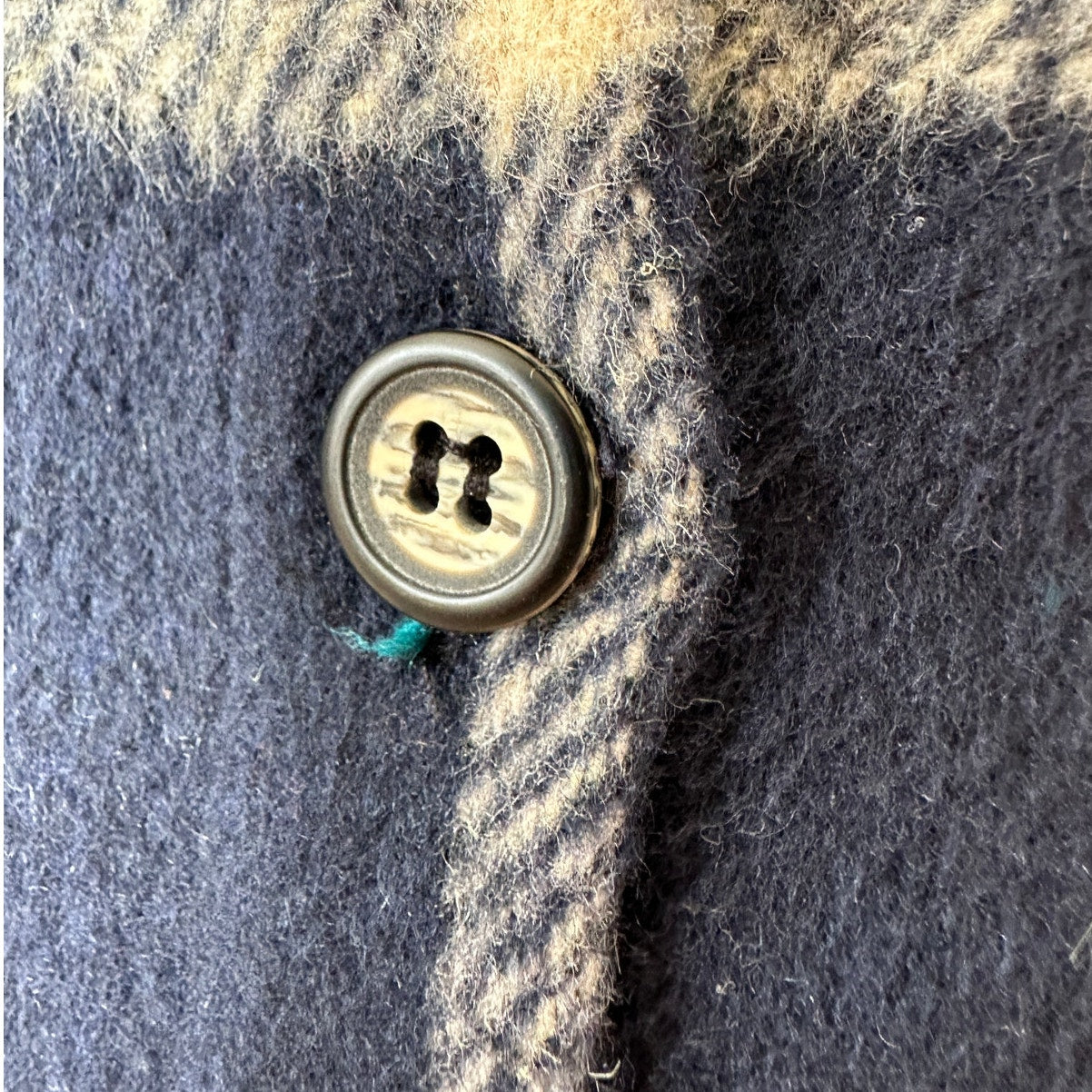 Urban Daizy Tan Navy Orange Plaid Button Long Sleeve Shacket M