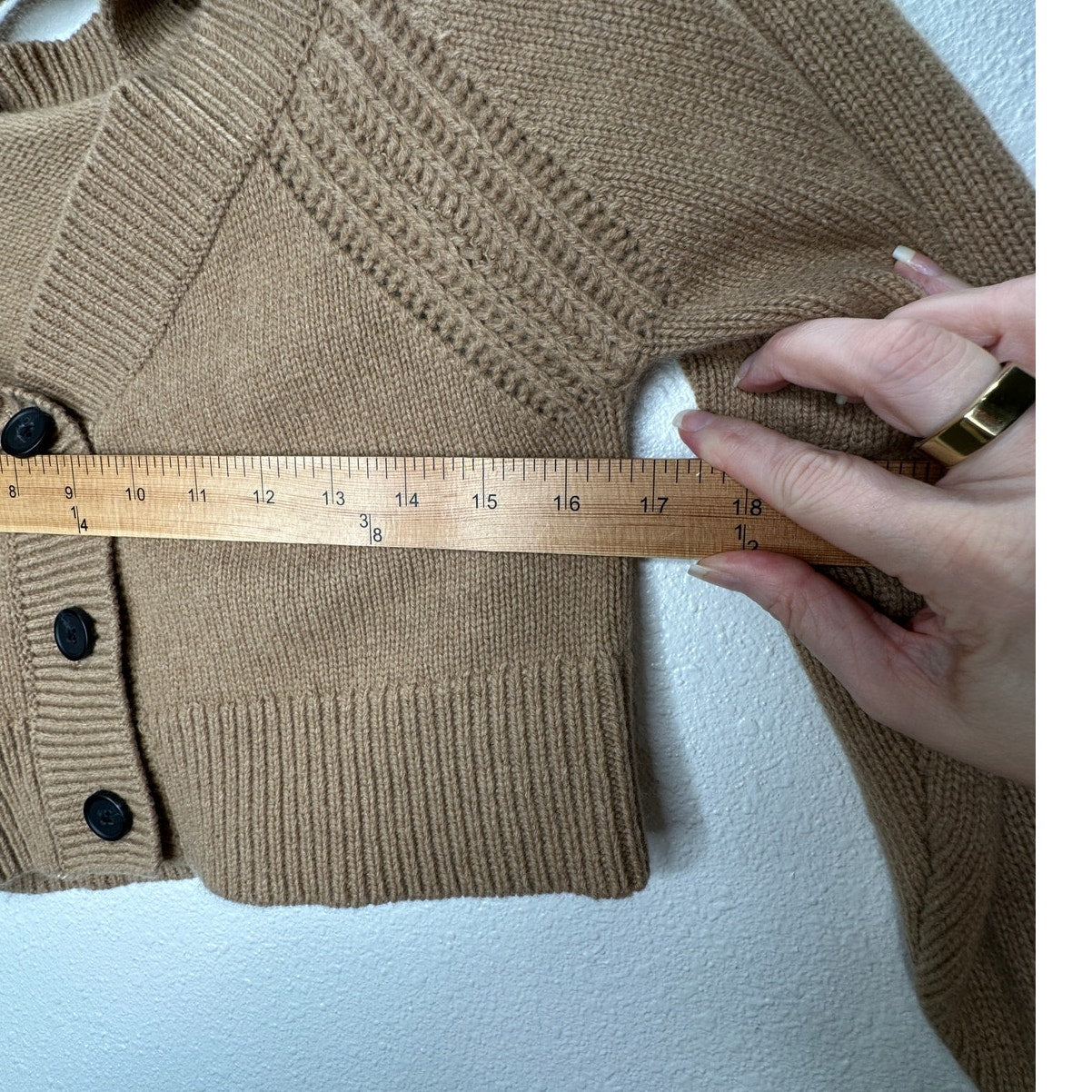 Intermix Beige Rumi Cold Shoulder V-Neck Button Cardigan P