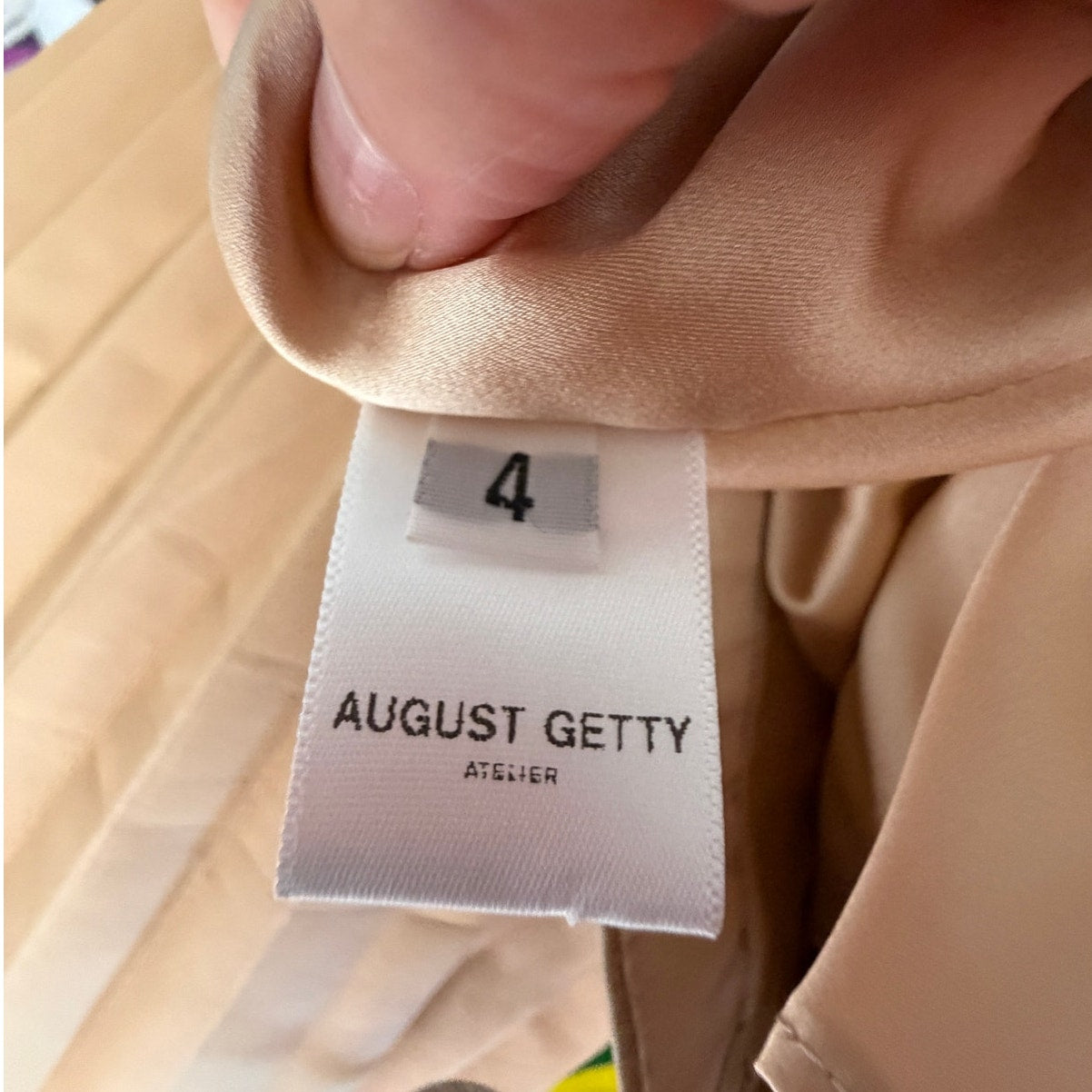 August Getty Atelier Accordion Pleat Leather Maxi Skirt Tan Women's US 4
