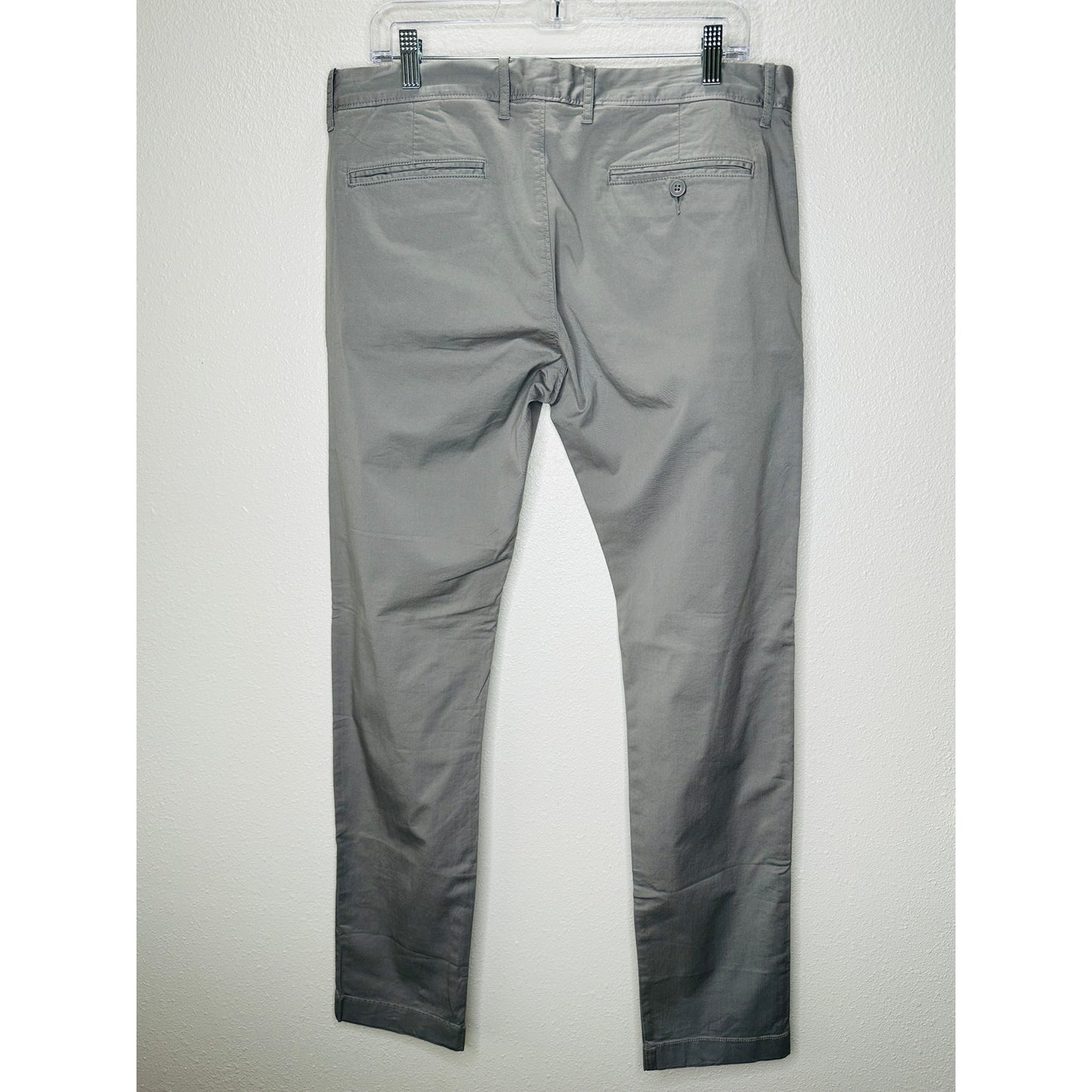 J Crew Khaki Gray 484 Stretch Chambray Trouser Pant Chino 34 / 32