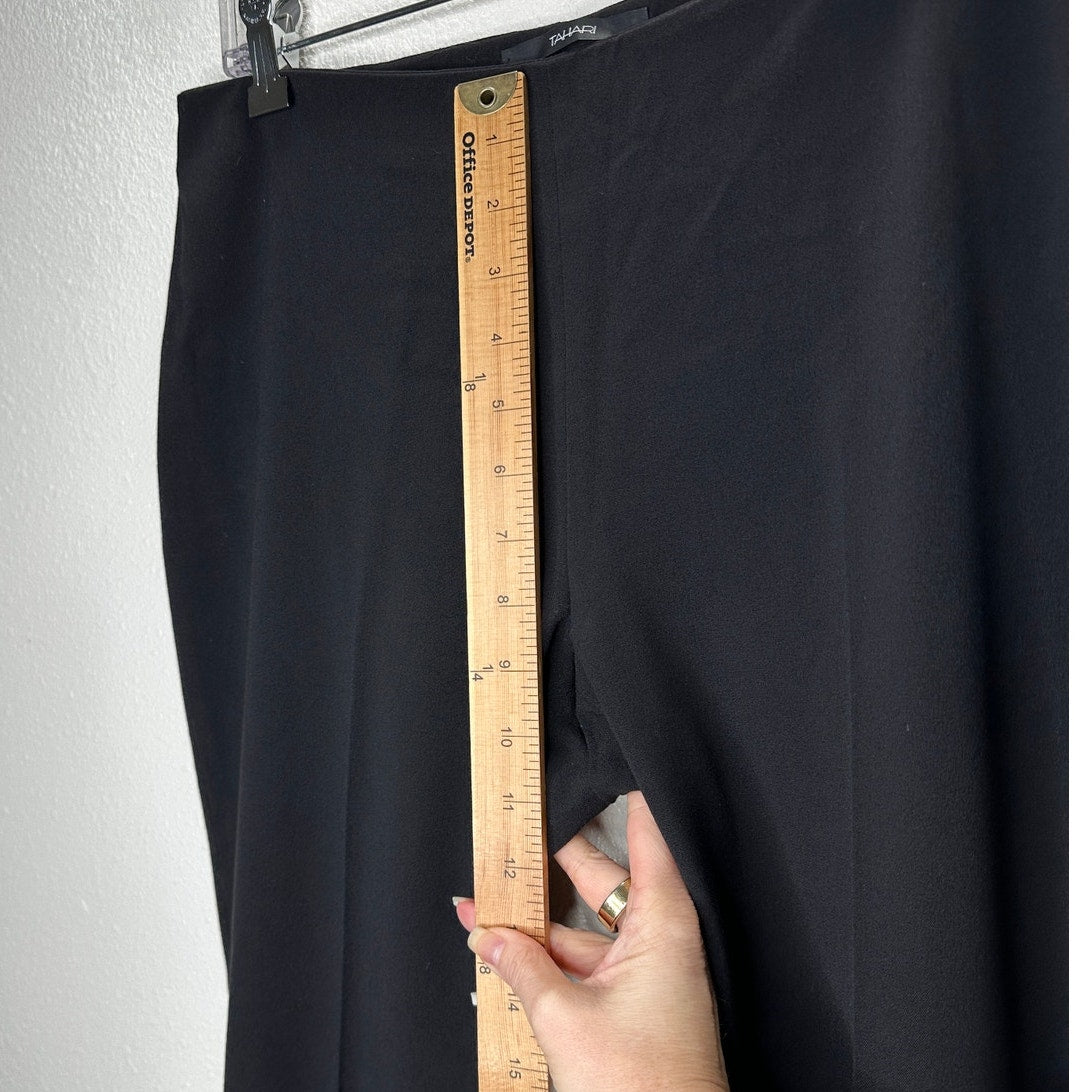 Tahari Black High Waist Straight Leg Size Zip Trouser Pant 6