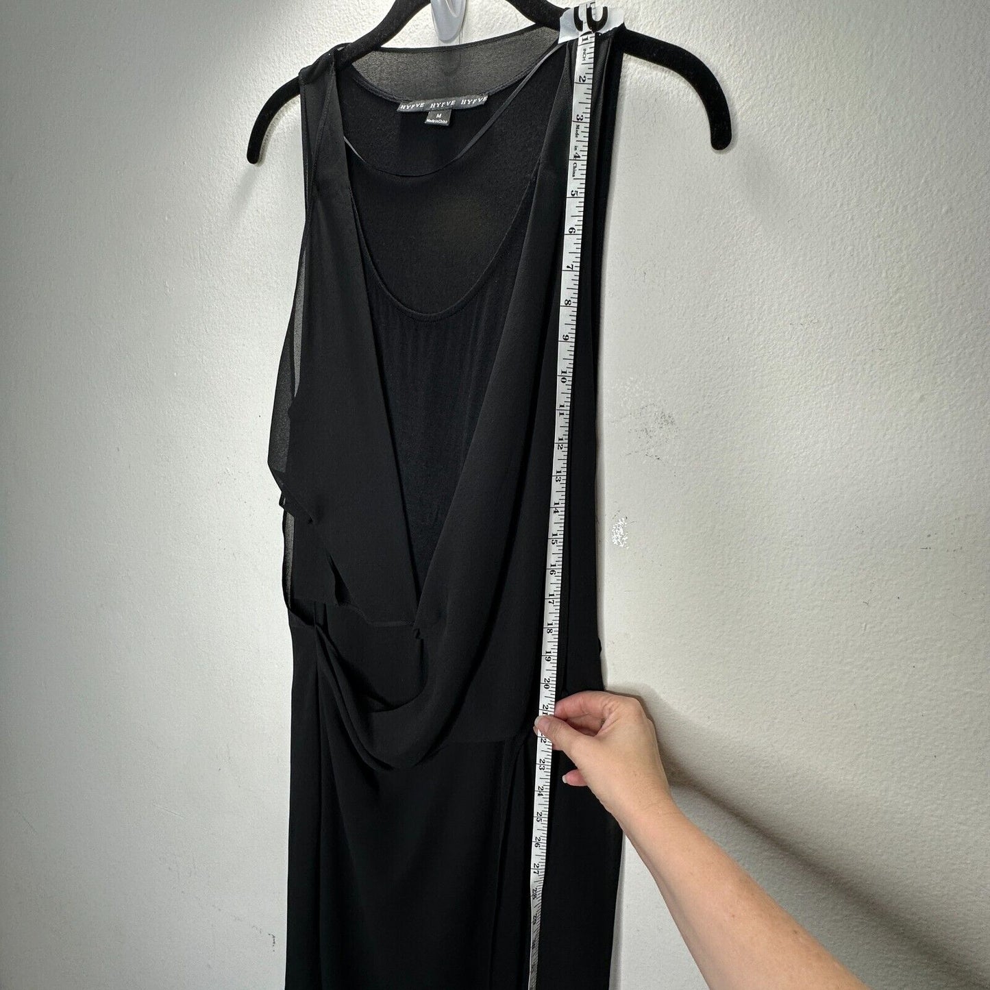 Hyfve Black Draped Sleeveless Faux Wrap Midi Dress Med