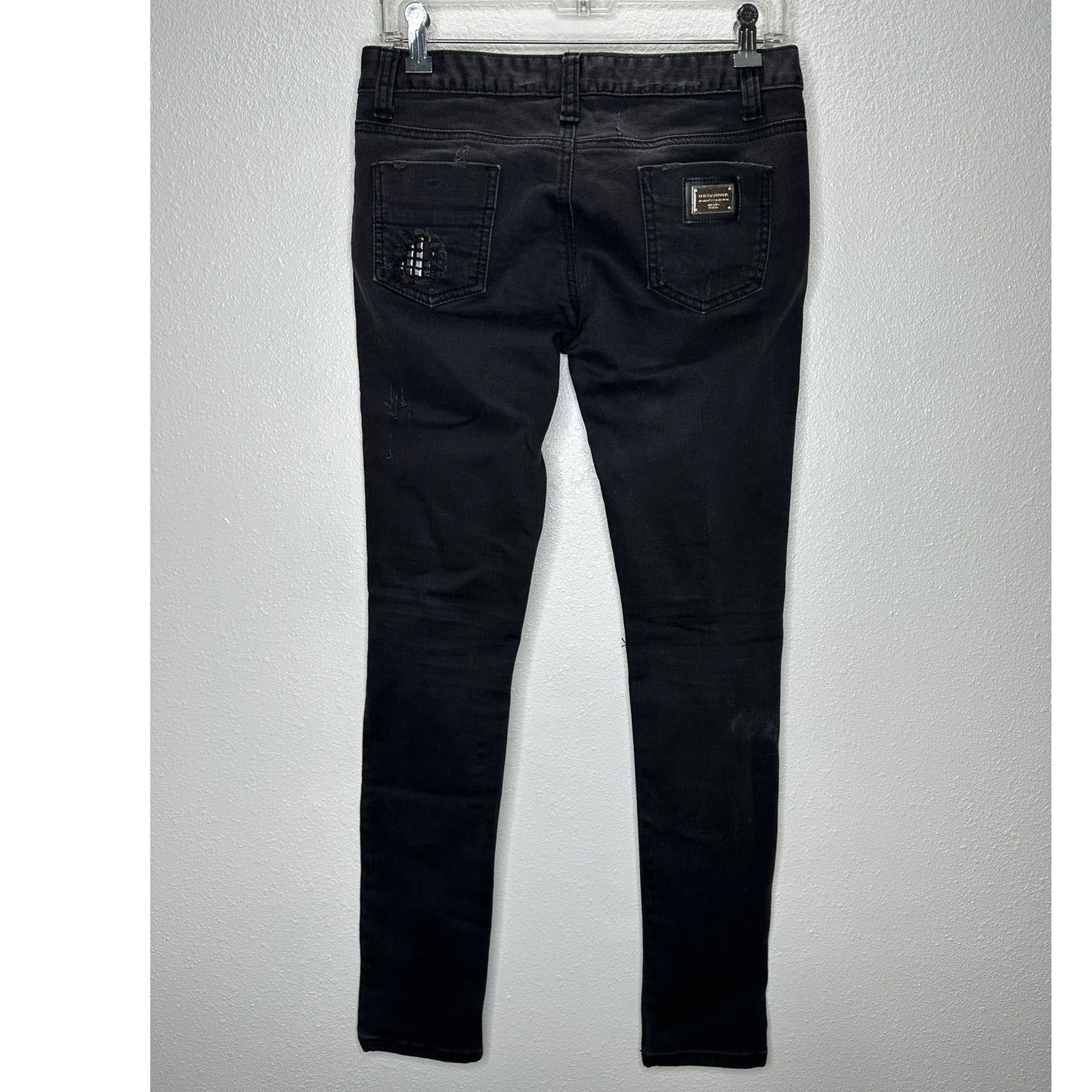 Dolce & Gabbana Dark Gray Distressed Studded Low Rise Skinny Jeans 6