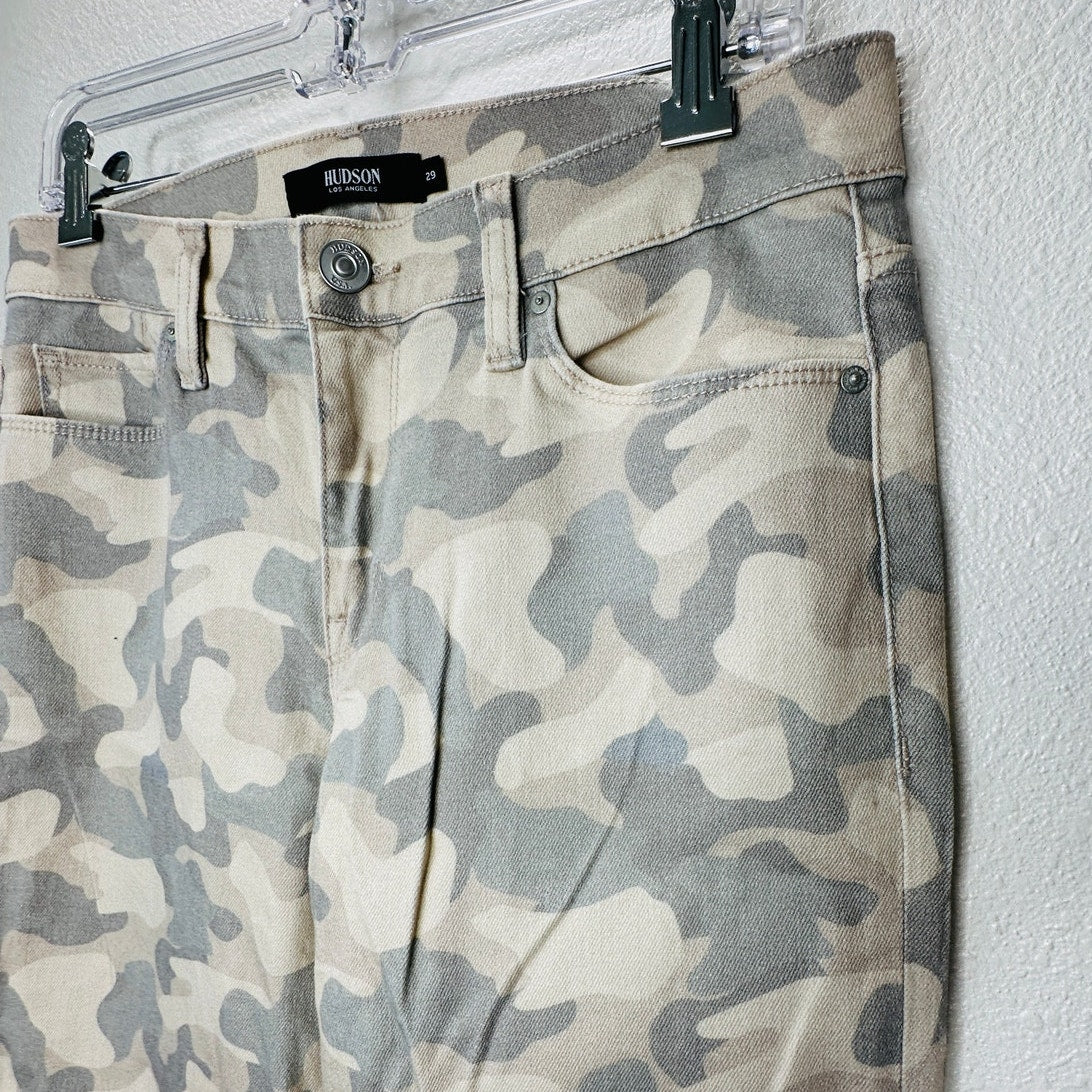 Hudson Nico Peyote Camo Mid-Rise Split Ankle Front Zip Jeans 29