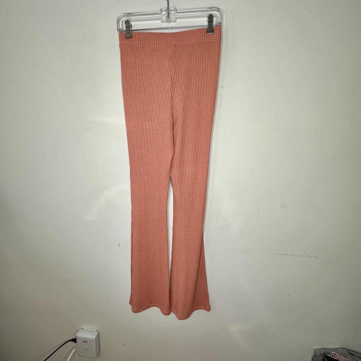 NWT Topshop Comfy Peach Ribbed Knit Flare Leg Lace-Up Front Tie Legging Pant 6