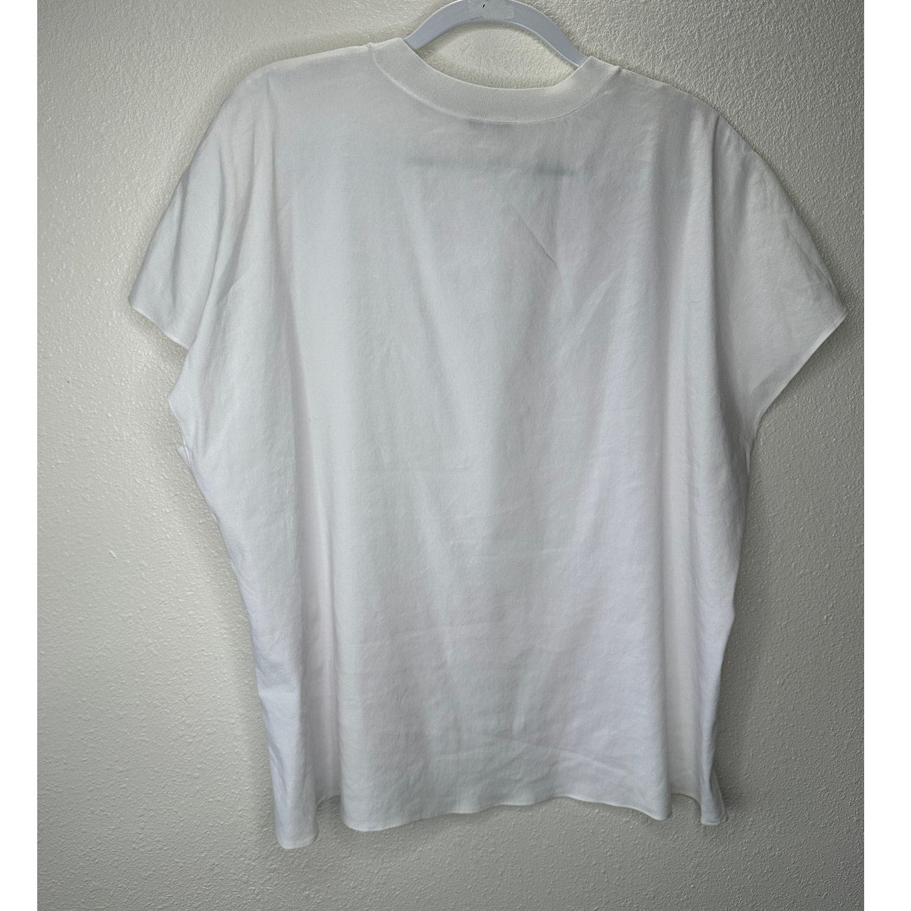 Vince White Linen Round Neck Cap Sleeve Side Slit Boxy Tee Top L