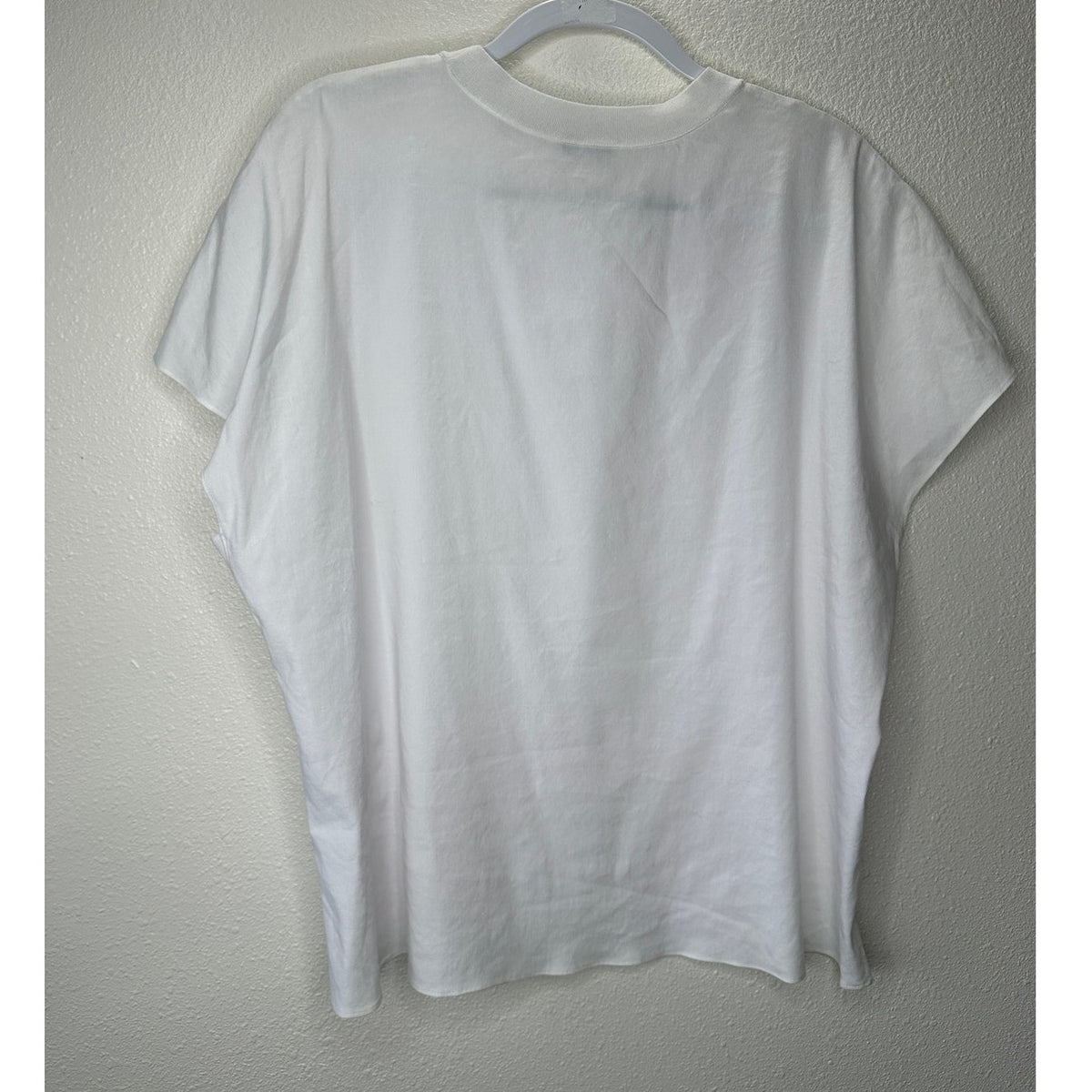 Vince White Linen Round Neck Cap Sleeve Side Slit Boxy Tee Top L
