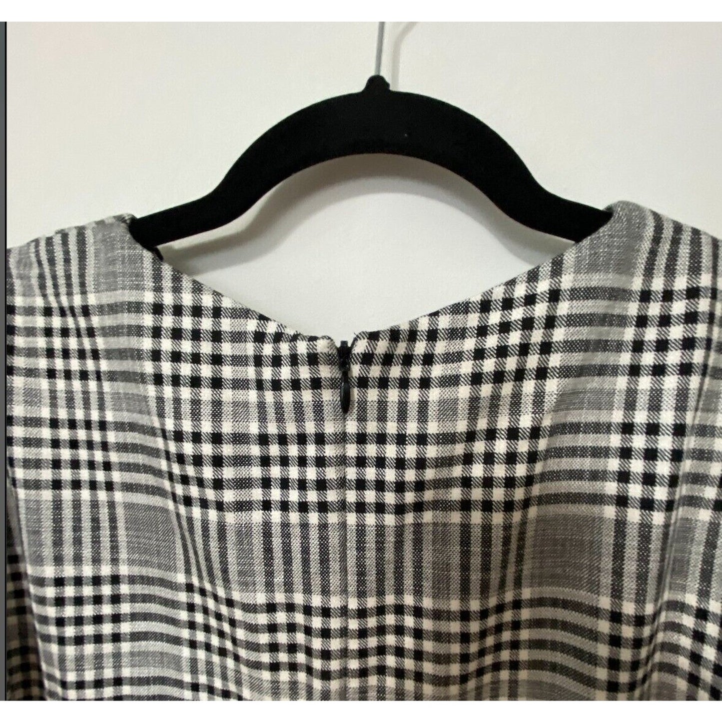 Zara Cute Gingham Plaid Shift Dress Short Sleeve Small Black and White Small