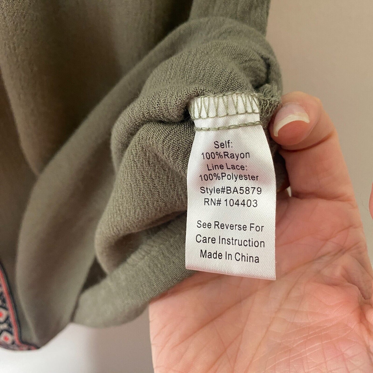 Braeve Olive Green Black Pink & White Aztec Print Trim Sleeveless Flowy Blouse S