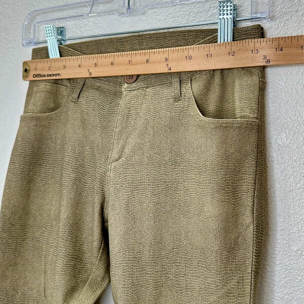 Caribbean Queen Muted Yellow Gray Snakeprint Front Zip Button Jeggings S