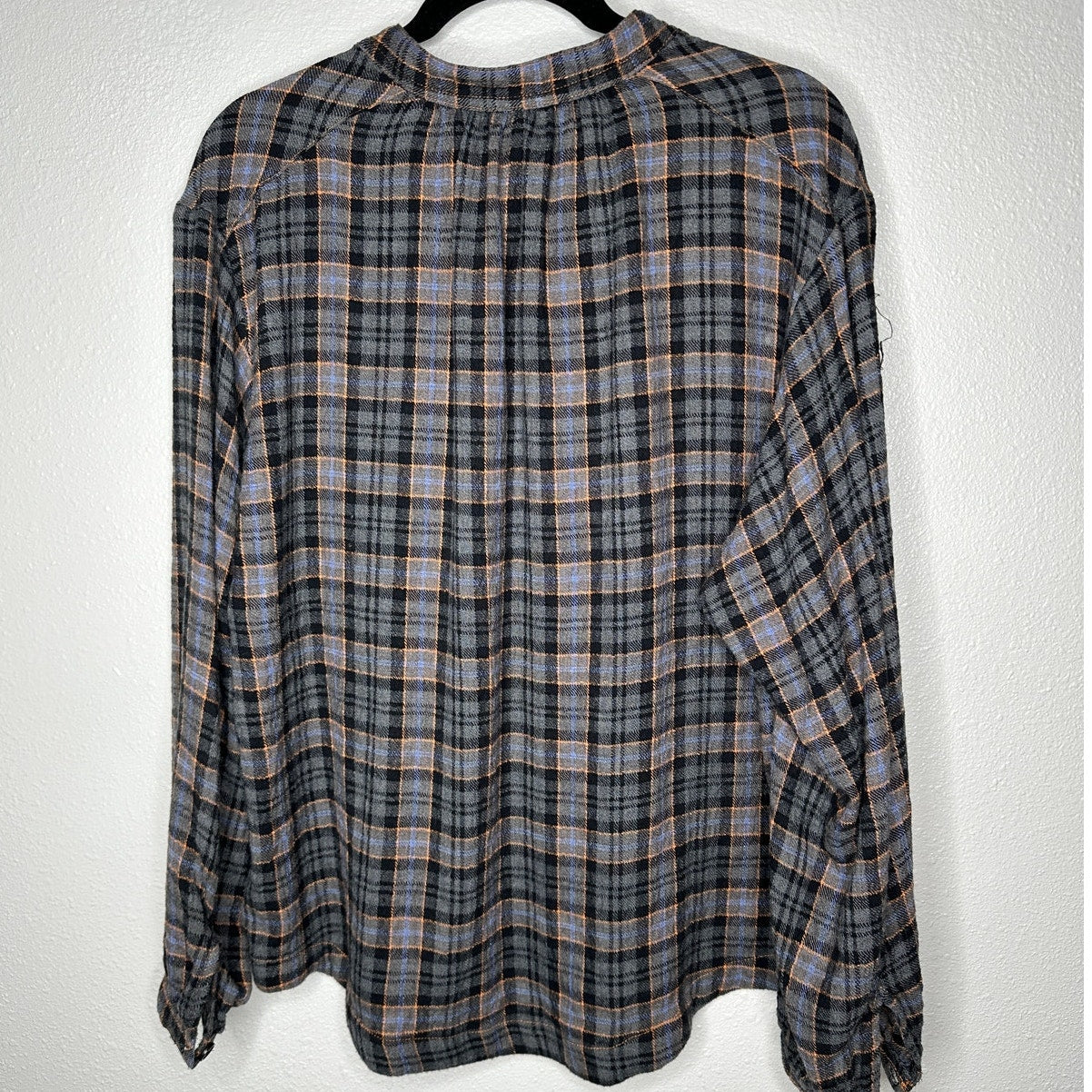 Free People Northern Bound Oversized Plaid Half Button Long Sleeve Shirt XS