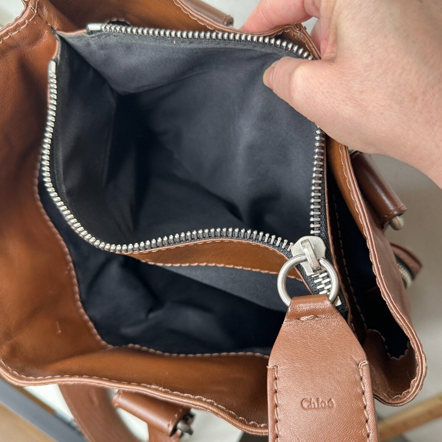 Chloe Betty Handbag and Coin Purse Lux Brown Calfskin Leather Silver Hardware