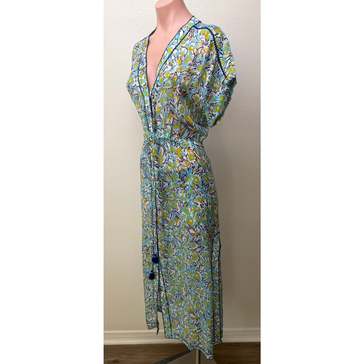 NWT Poupette St Barth Blue Floral Maxi Dress XS