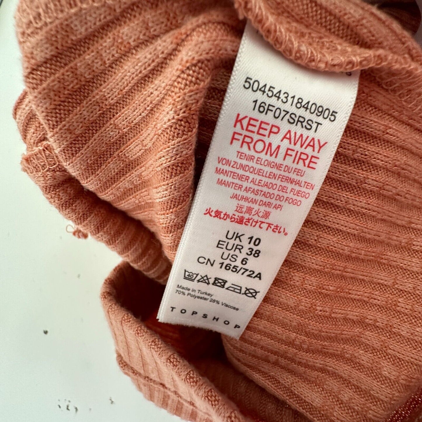 NWT Topshop Comfy Peach Ribbed Knit Flare Leg Lace-Up Front Tie Legging Pant 6