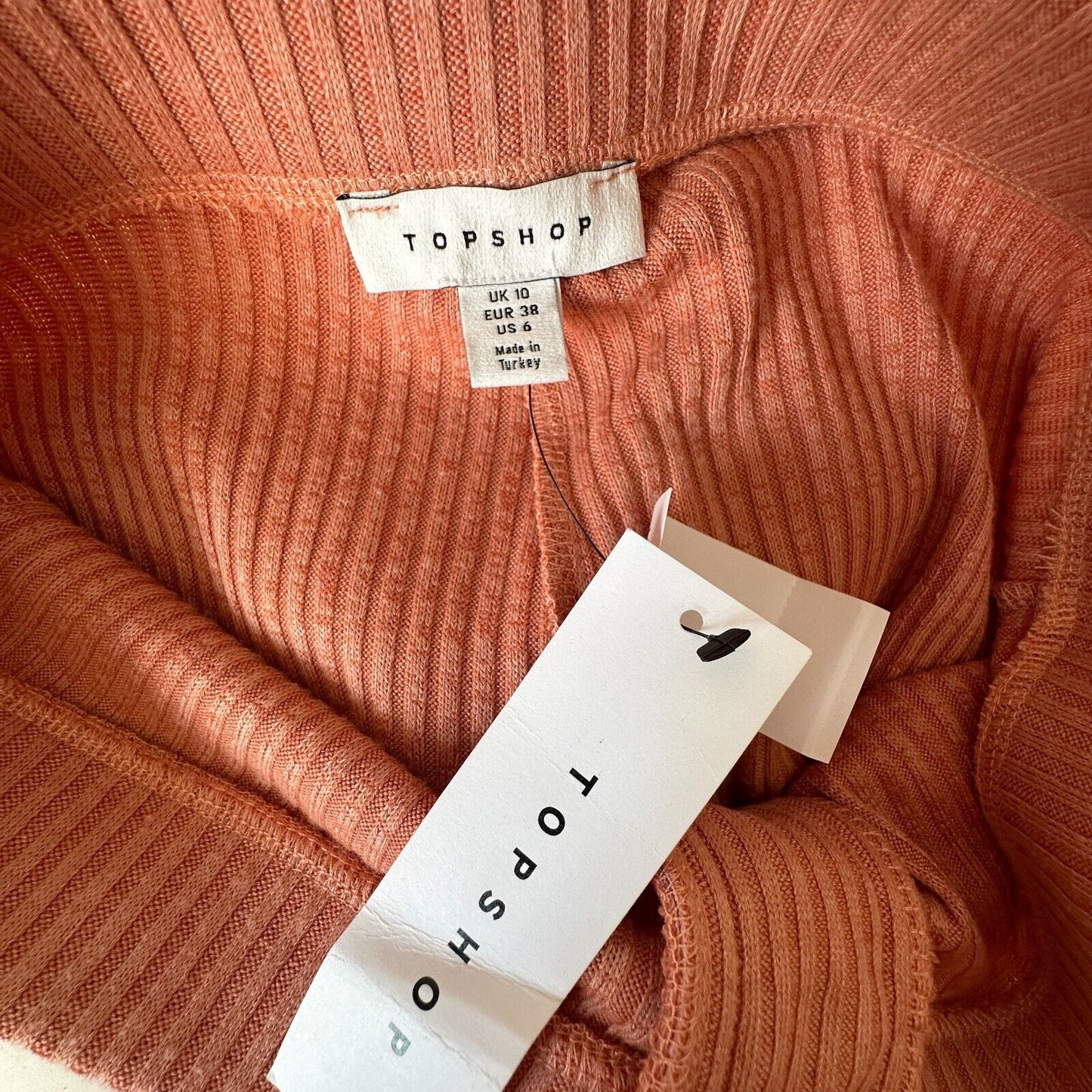 NWT Topshop Comfy Peach Ribbed Knit Flare Leg Lace-Up Front Tie Legging Pant 6